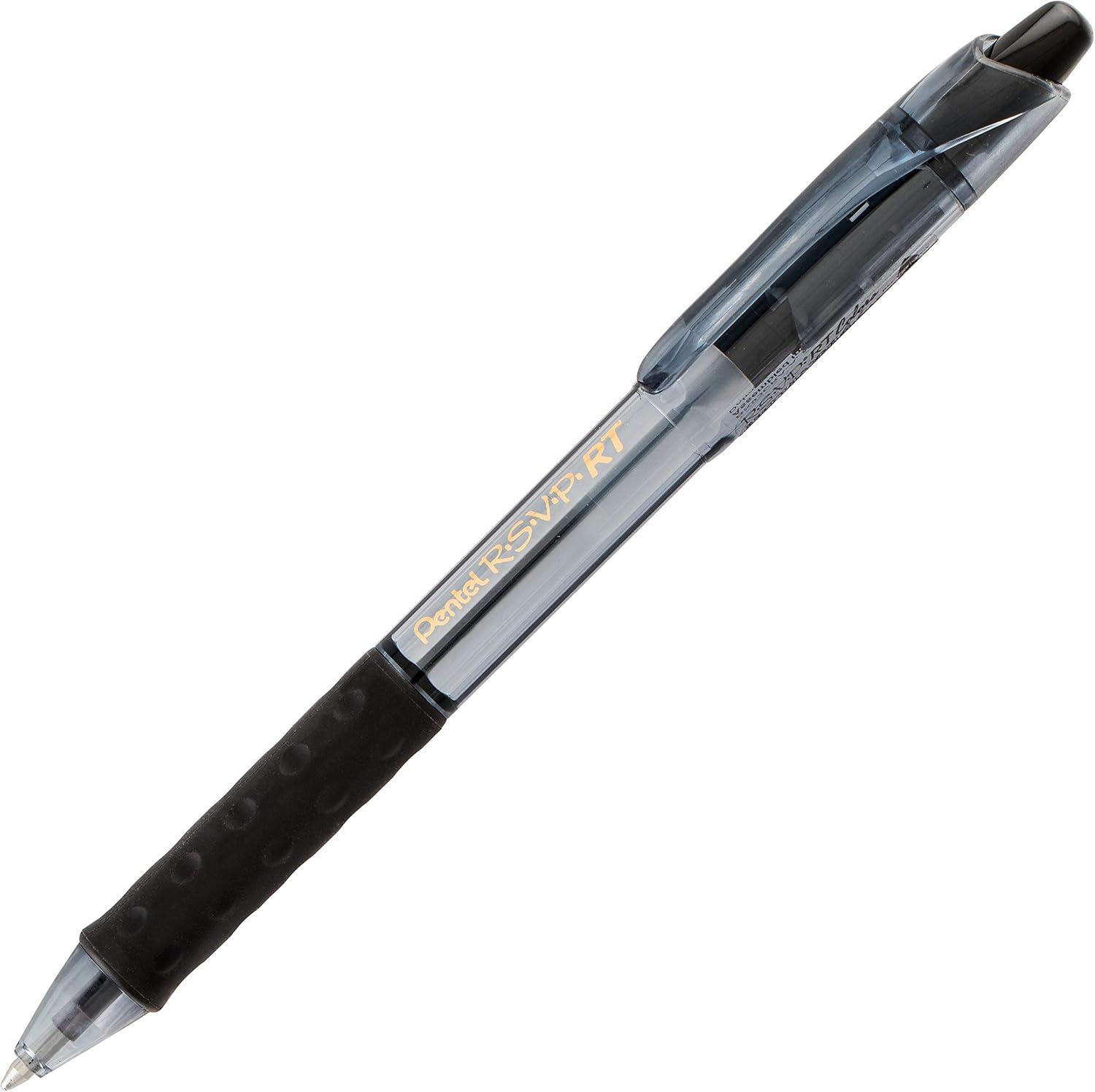 image:imagePentel RSVP RT Colors Retractable Ballpoint Pen 10mm Medium Line Barrel Pink Ink Box of 12 BK93CRPPBlack