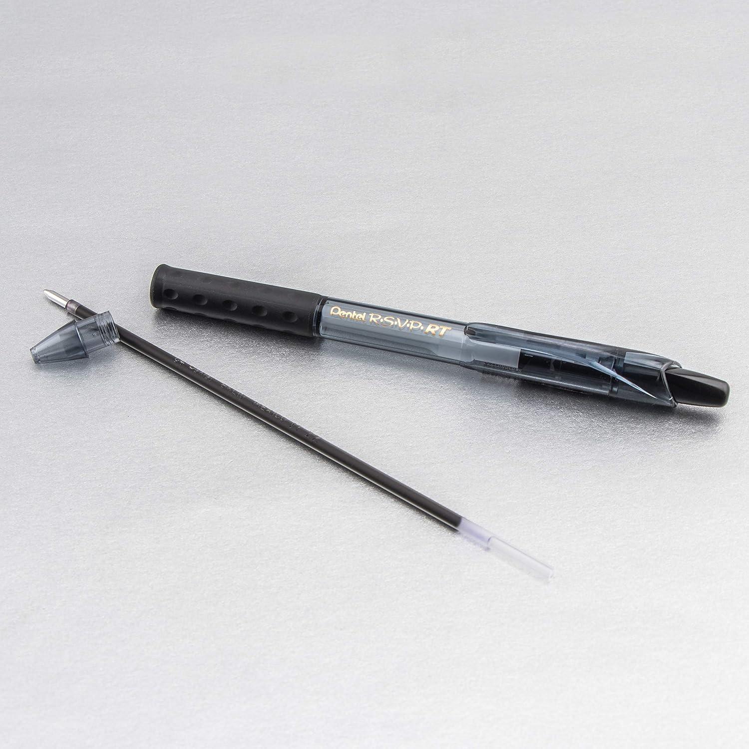 image:imagePentel RSVP RT Colors Retractable Ballpoint Pen 10mm Medium Line Barrel Pink Ink Box of 12 BK93CRPPBlack