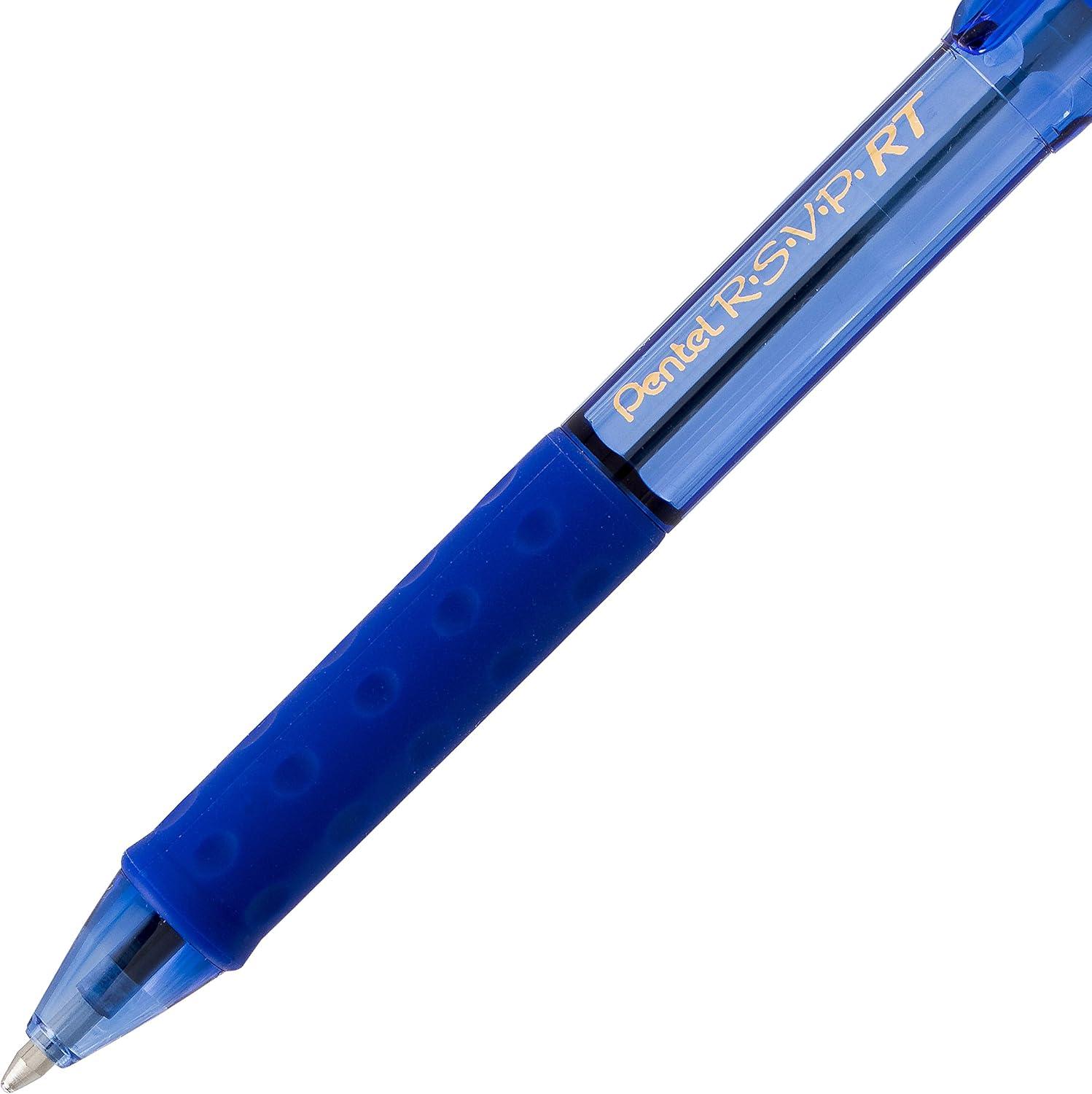 image:imagePentel RSVP RT Colors Retractable Ballpoint Pen 10mm Medium Line Barrel Pink Ink Box of 12 BK93CRPPBlue