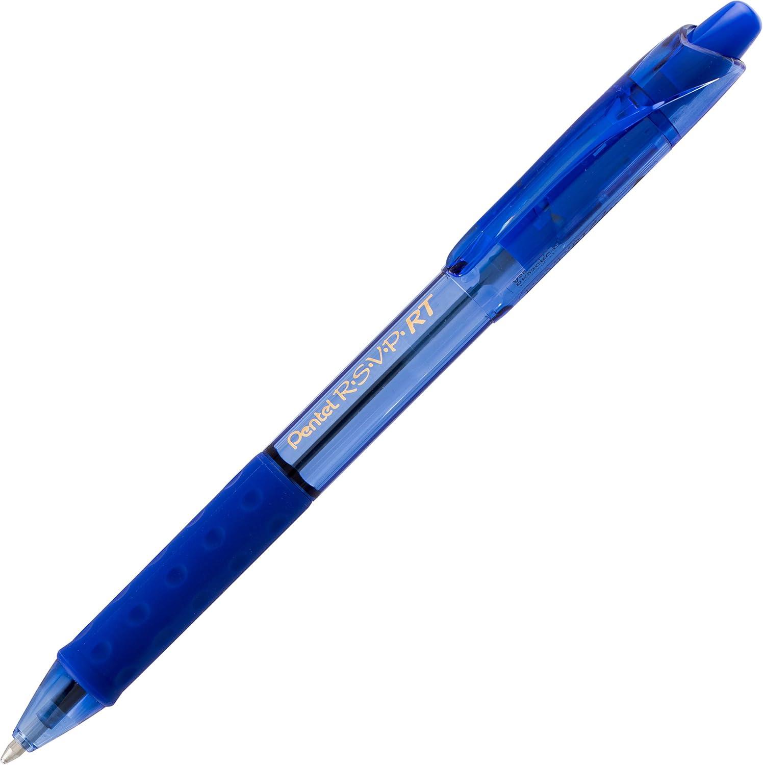 image:imagePentel RSVP RT Colors Retractable Ballpoint Pen 10mm Medium Line Barrel Pink Ink Box of 12 BK93CRPPBlue