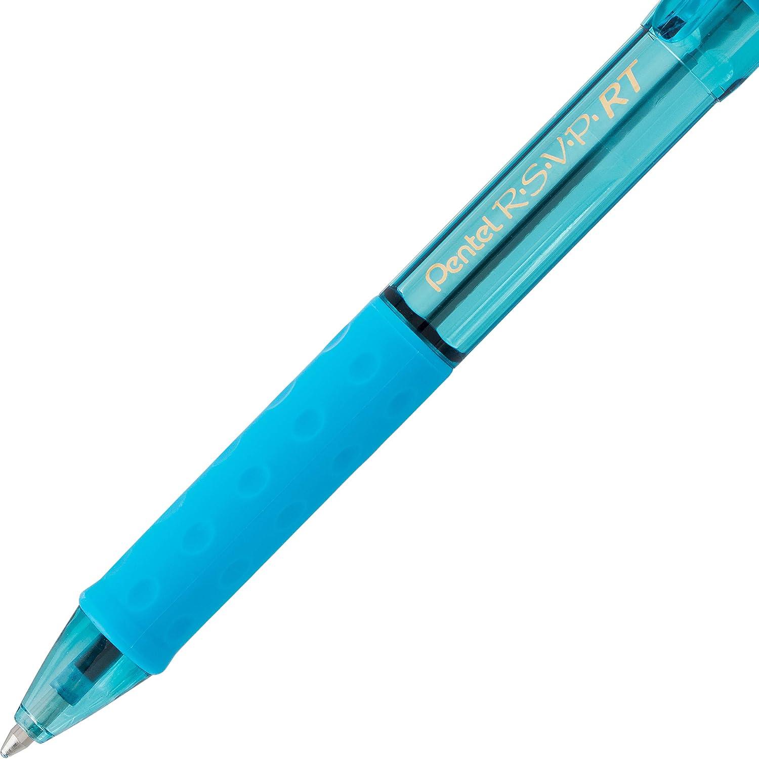 image:imagePentel RSVP RT Colors Retractable Ballpoint Pen 10mm Medium Line Barrel Pink Ink Box of 12 BK93CRPPBlue