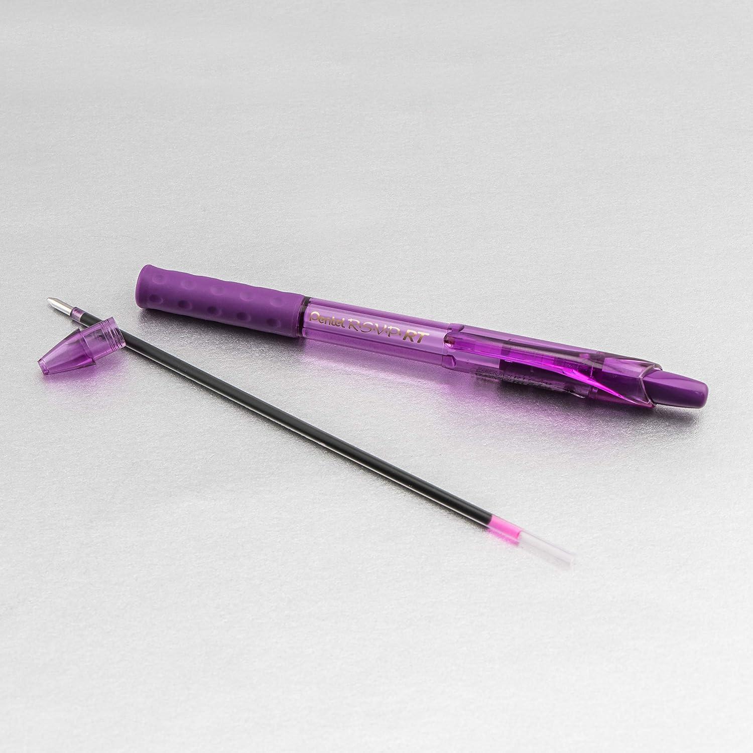 image:imagePentel RSVP RT Colors Retractable Ballpoint Pen 10mm Medium Line Barrel Pink Ink Box of 12 BK93CRPPMulticolor