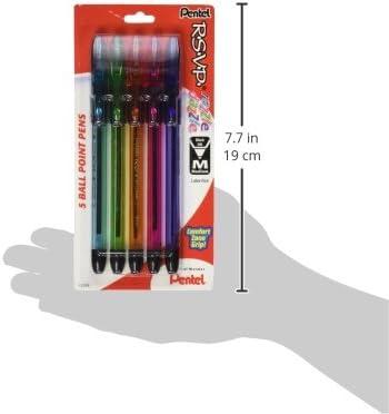 image:imagePentel RSVP RazzleDazzle Ballpoint Pen 10mm Medium Line Black Ink Pack of 5 BK91RDBP5MMulticolor