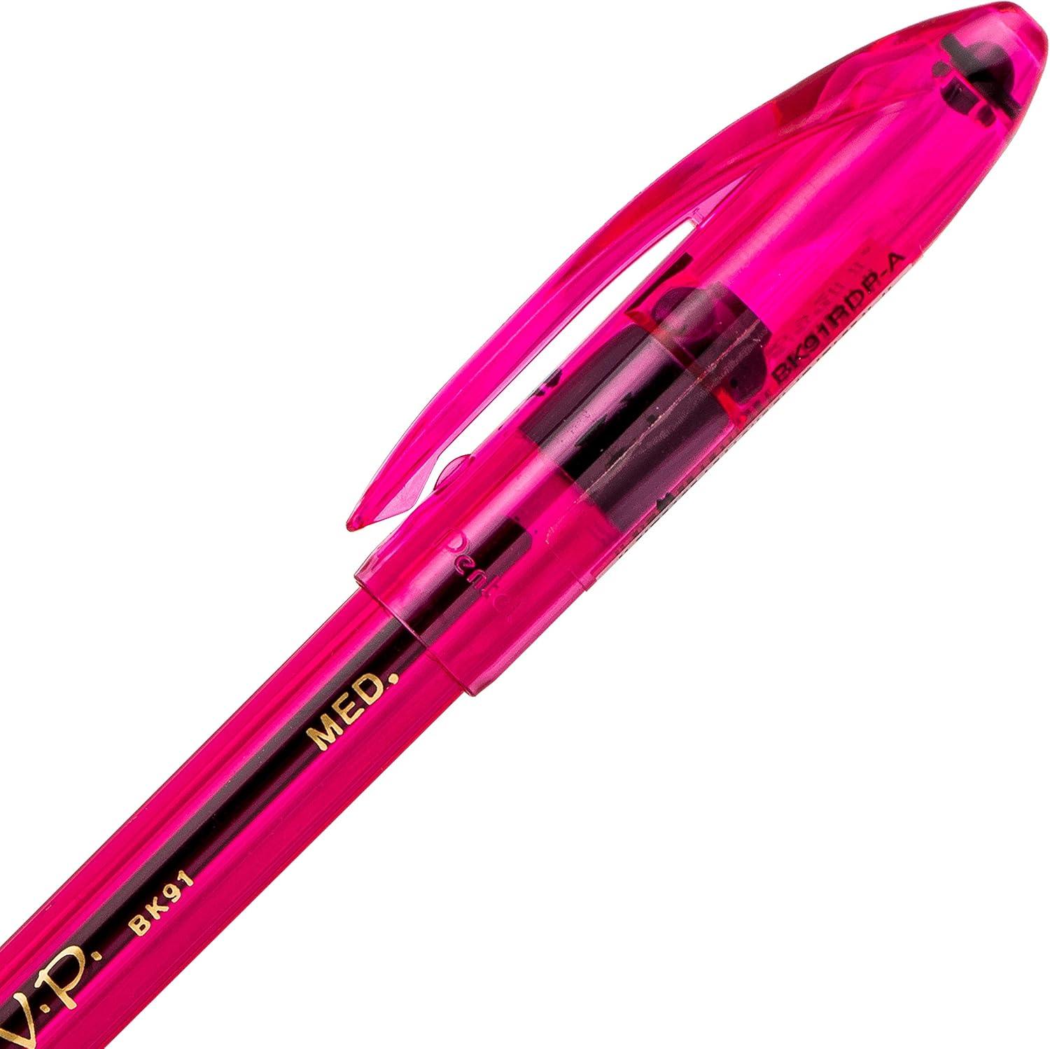 image:imagePentel RSVP RazzleDazzle Ballpoint Pen 10mm Medium Line Black Ink Pack of 5 BK91RDBP5MPink