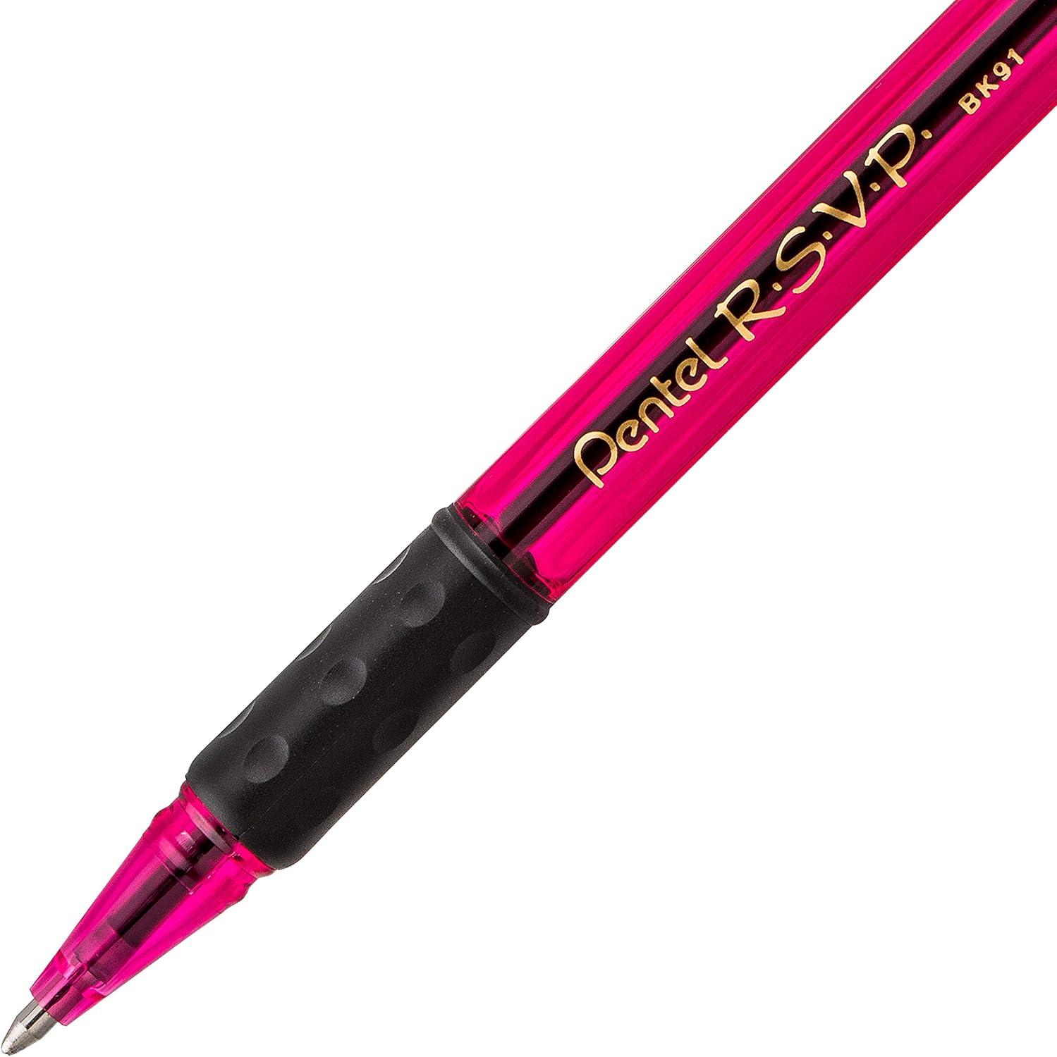 image:imagePentel RSVP RazzleDazzle Ballpoint Pen 10mm Medium Line Black Ink Pack of 5 BK91RDBP5MPink