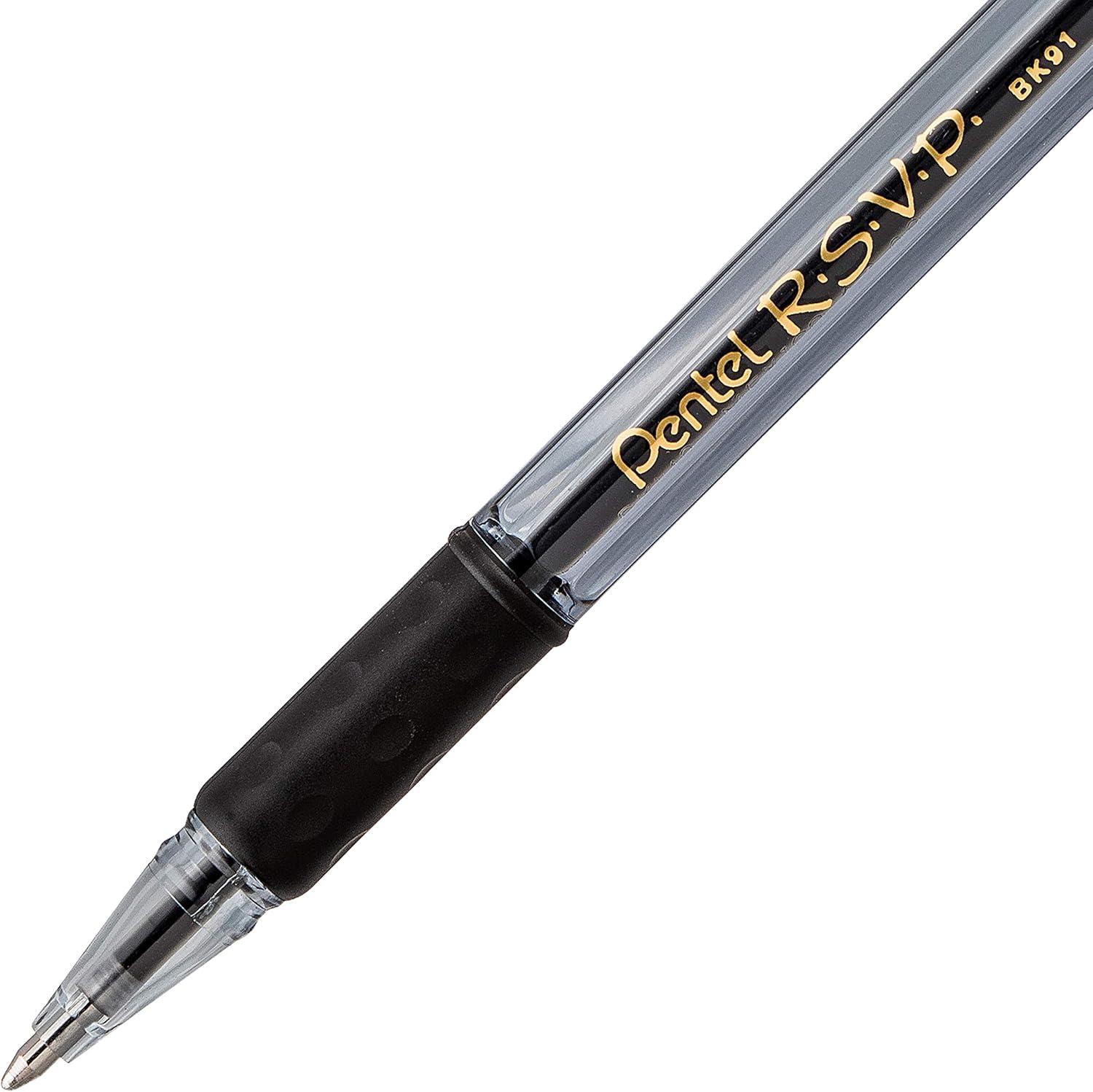 image:imagePentel RSVP RazzleDazzle Ballpoint Pen 10mm Medium Line Pink Barrel Black Ink Box of 12 BK91RDPABlack