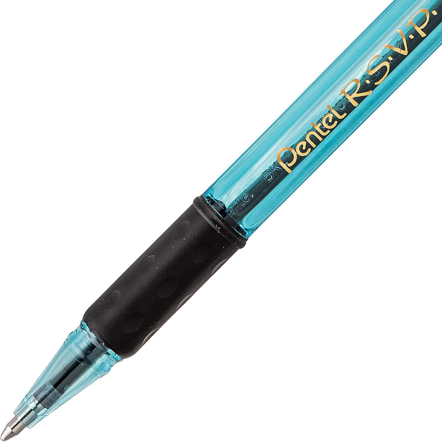 image:imagePentel RSVP RazzleDazzle Ballpoint Pen 10mm Medium Line Pink Barrel Black Ink Box of 12 BK91RDPABlue