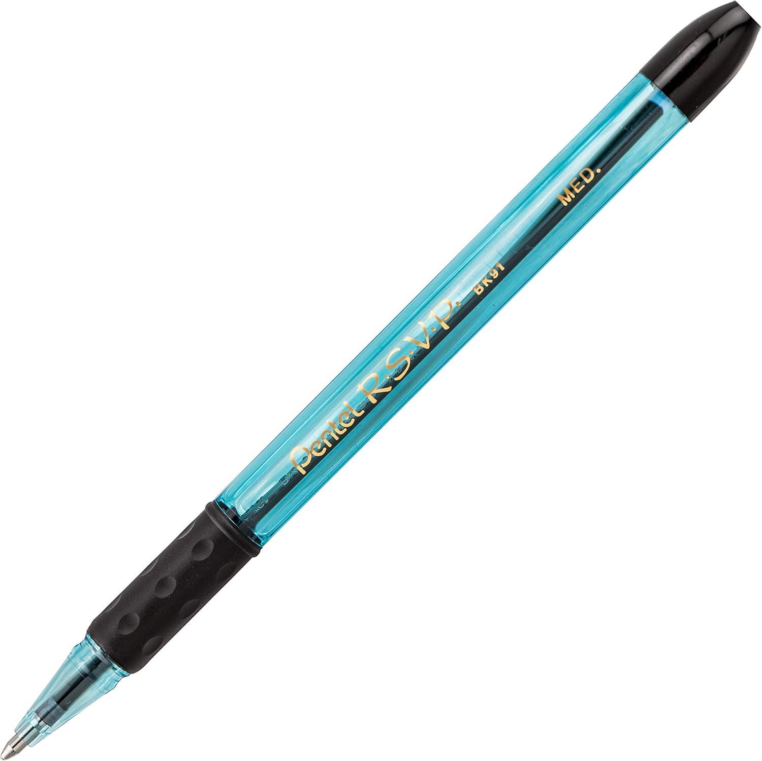 image:imagePentel RSVP RazzleDazzle Ballpoint Pen 10mm Medium Line Pink Barrel Black Ink Box of 12 BK91RDPABlue
