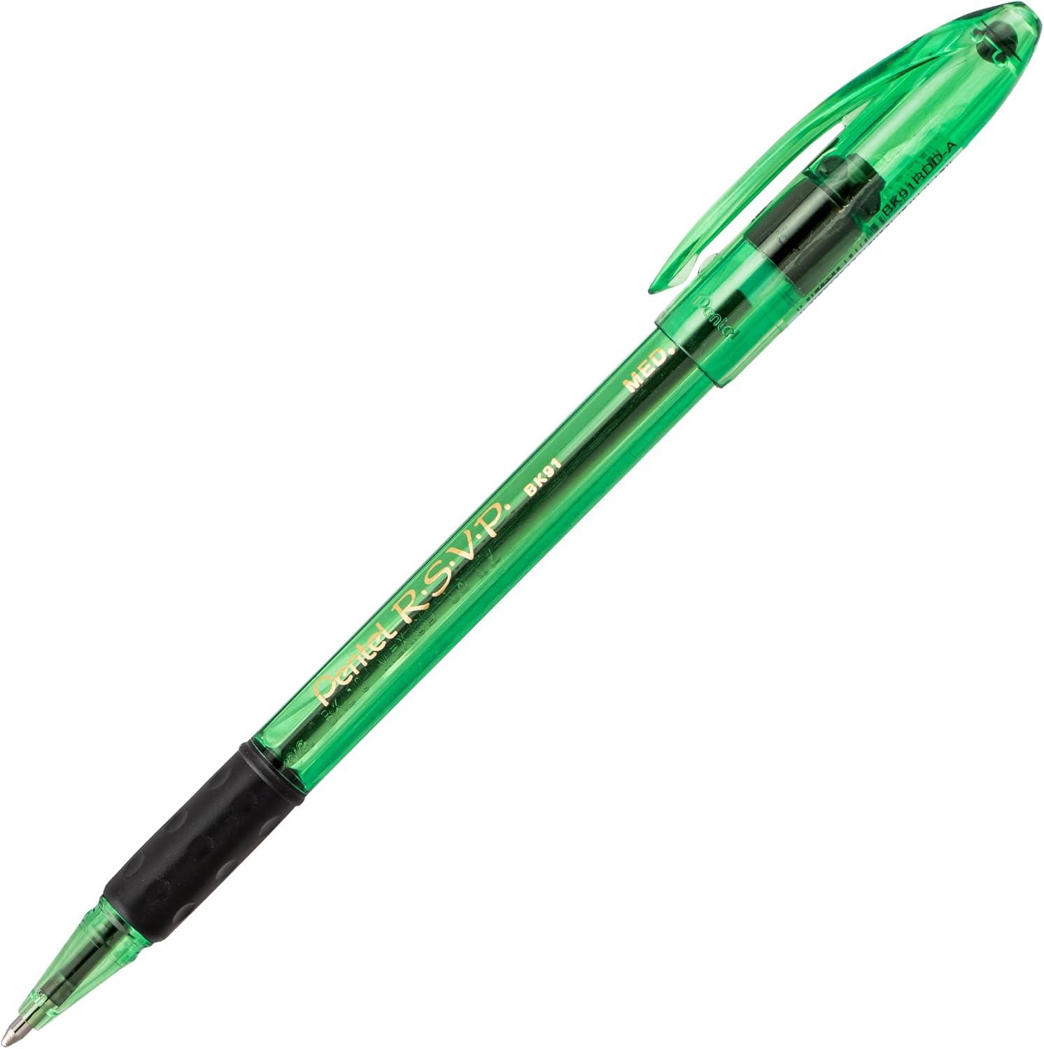 image:imagePentel RSVP RazzleDazzle Ballpoint Pen 10mm Medium Line Pink Barrel Black Ink Box of 12 BK91RDPAGreen