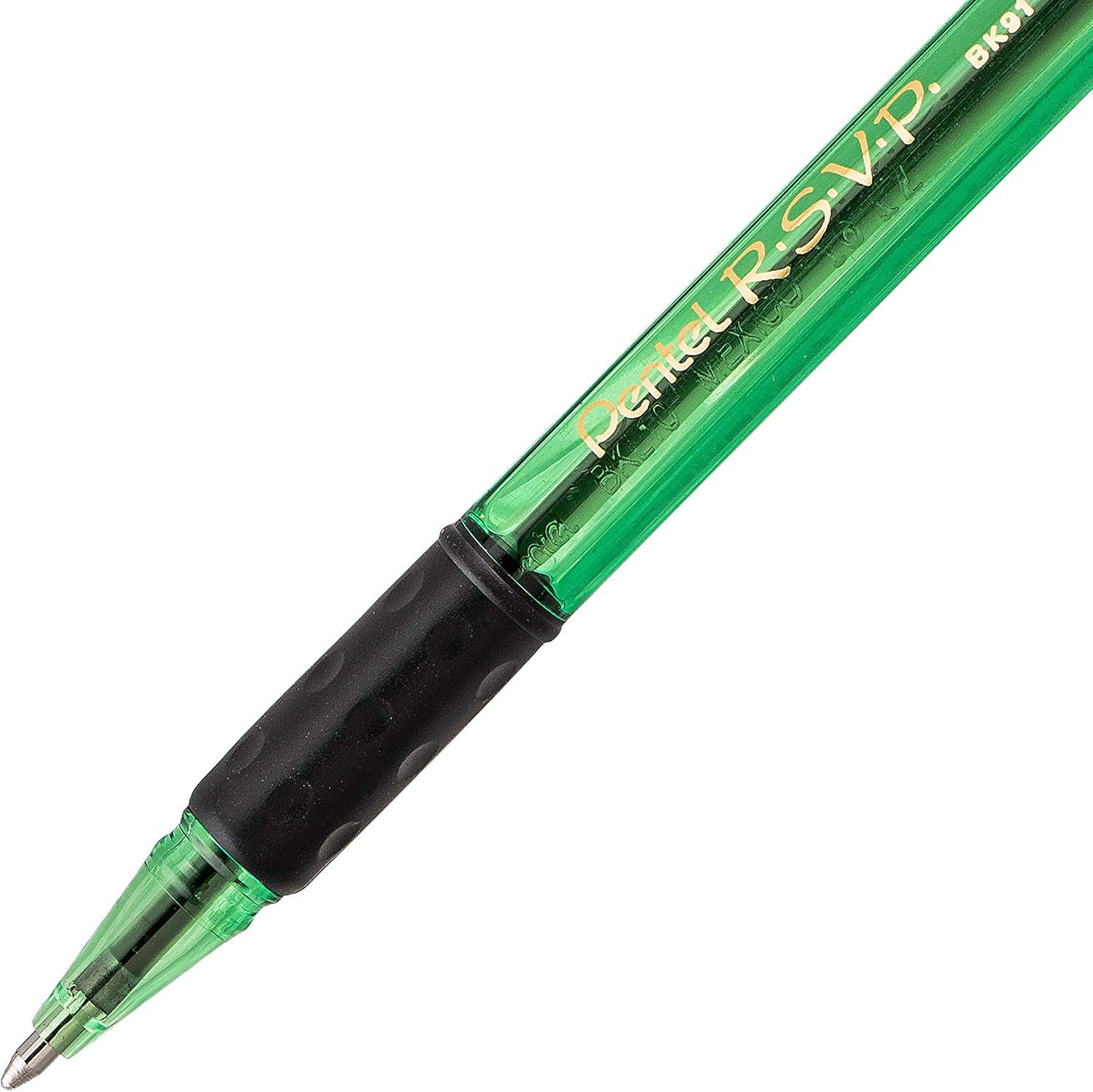 image:imagePentel RSVP RazzleDazzle Ballpoint Pen 10mm Medium Line Pink Barrel Black Ink Box of 12 BK91RDPAGreen