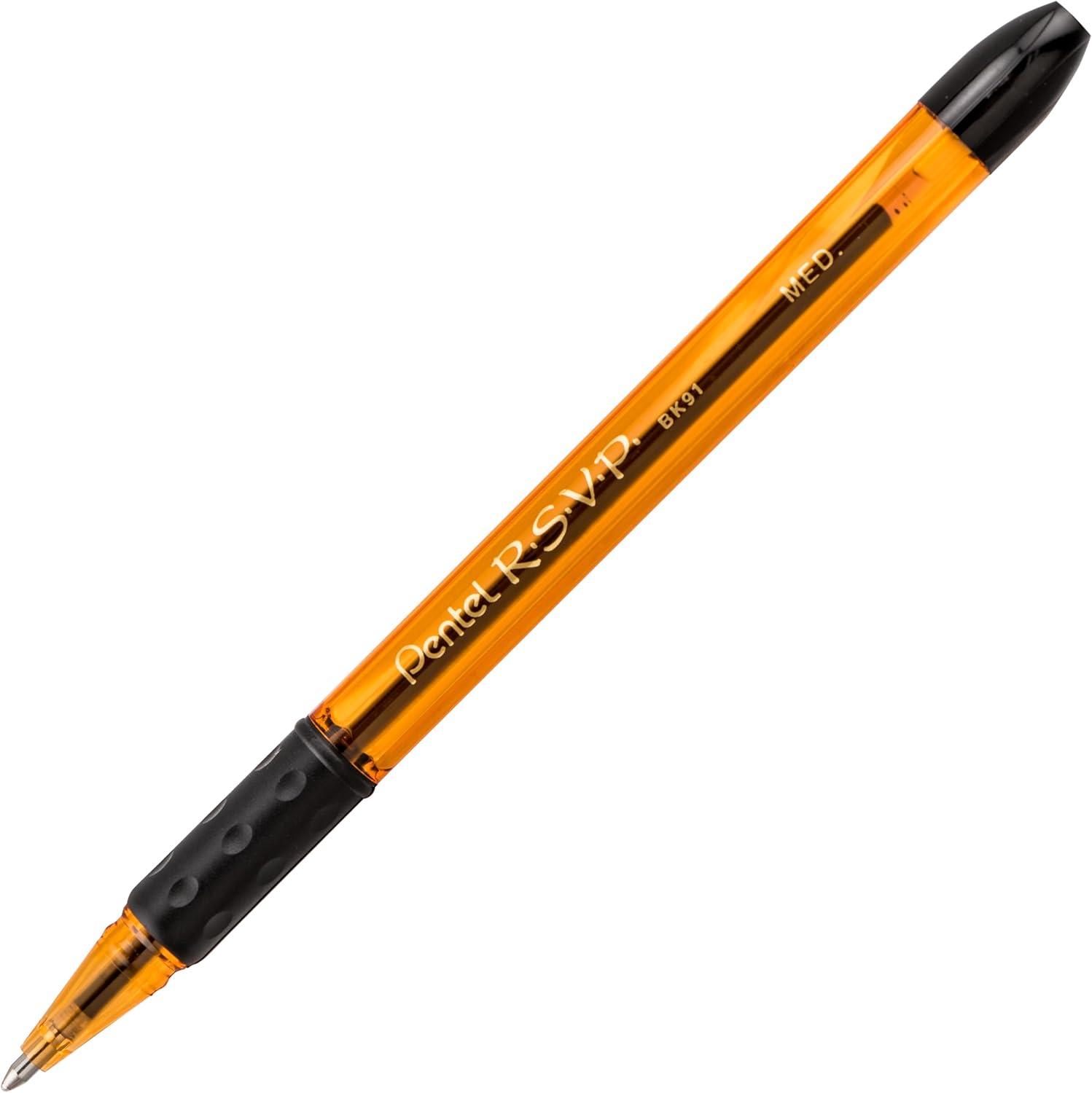 image:imagePentel RSVP RazzleDazzle Ballpoint Pen 10mm Medium Line Pink Barrel Black Ink Box of 12 BK91RDPAOrange