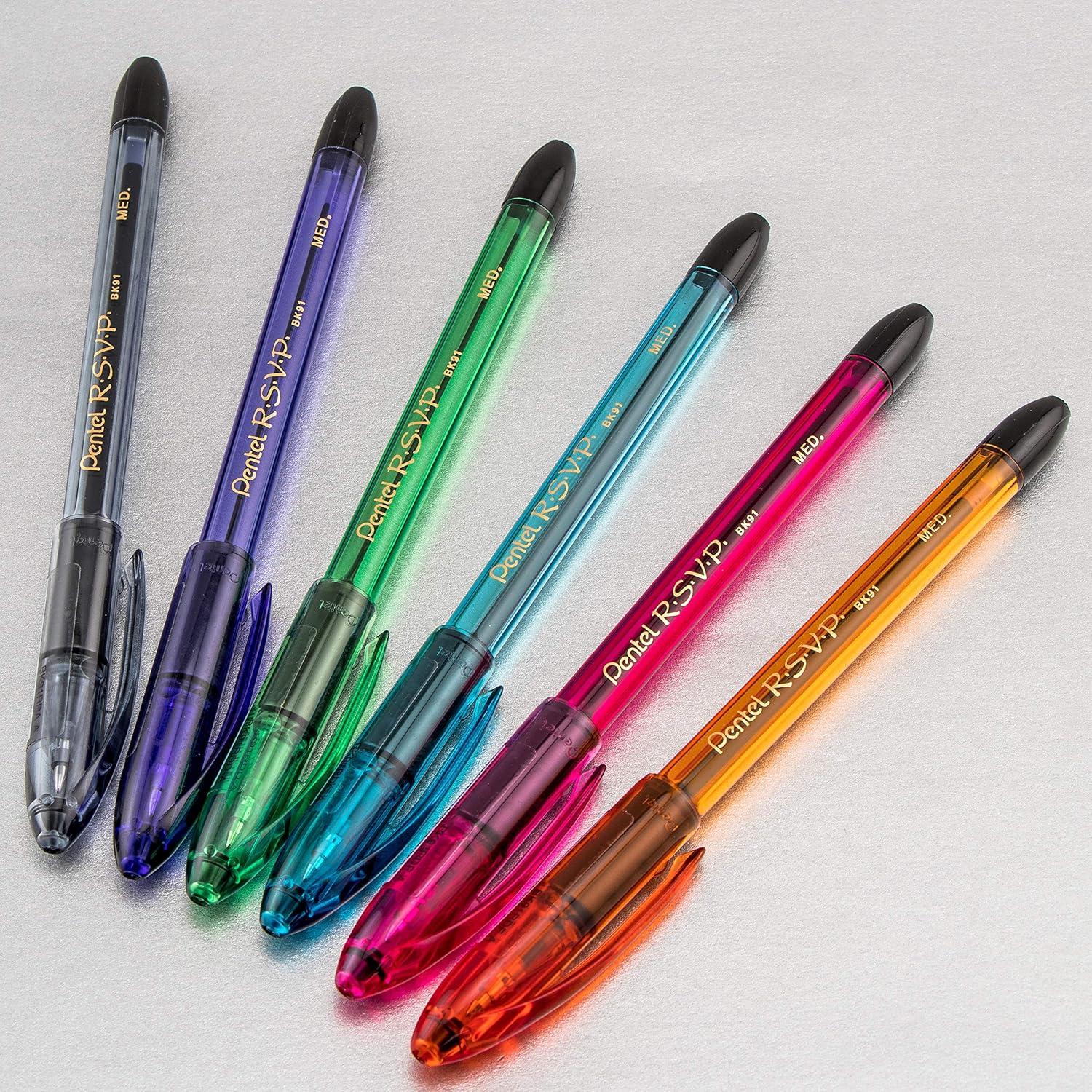 image:imagePentel RSVP RazzleDazzle Ballpoint Pen 10mm Medium Line Pink Barrel Black Ink Box of 12 BK91RDPAPurple