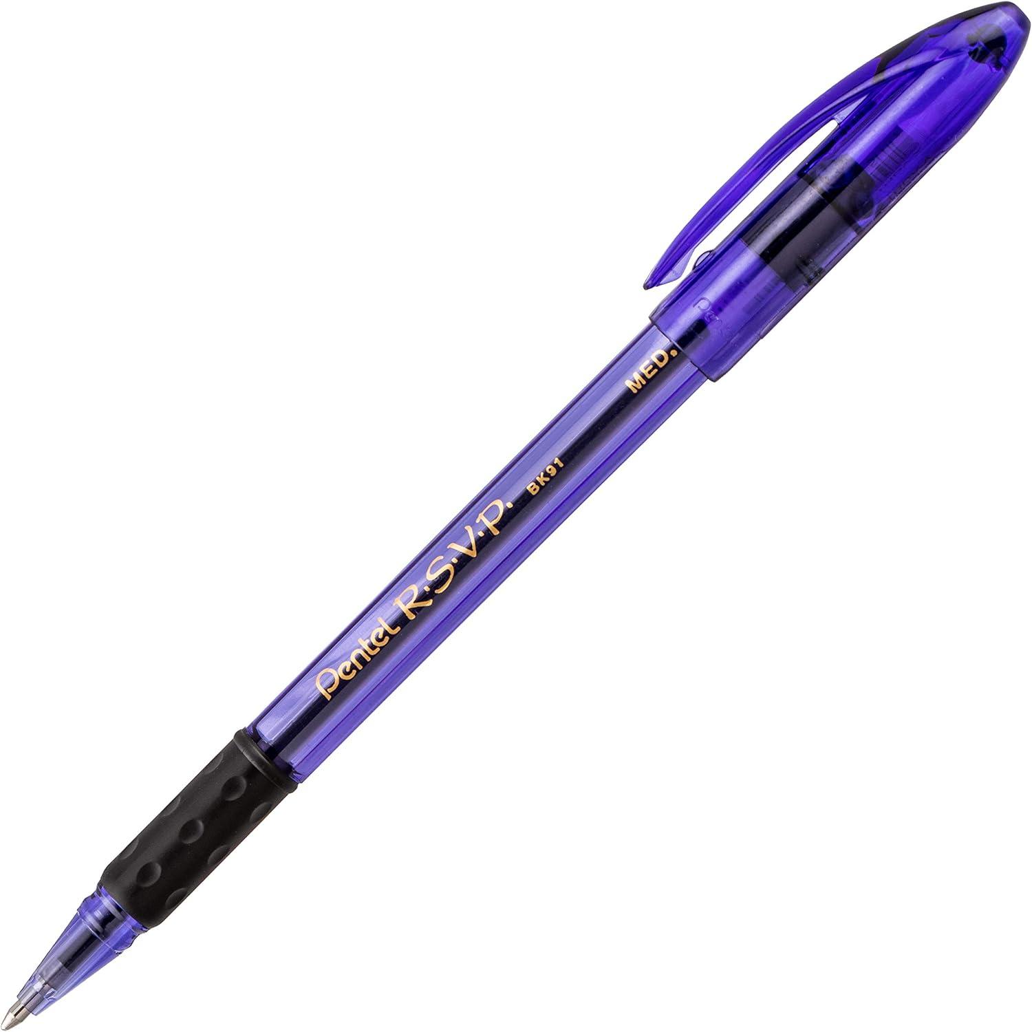 image:imagePentel RSVP RazzleDazzle Ballpoint Pen 10mm Medium Line Pink Barrel Black Ink Box of 12 BK91RDPAPurple
