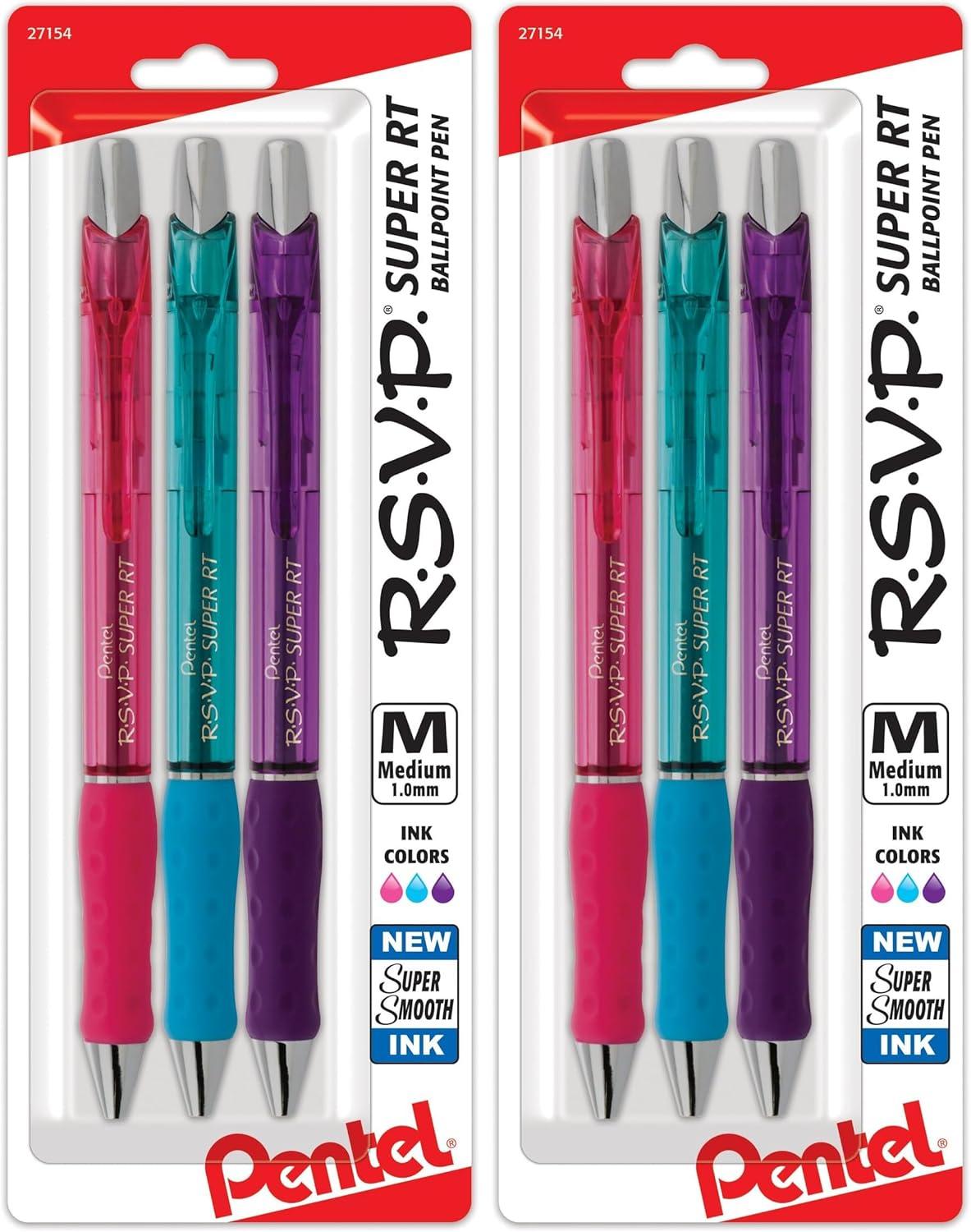 image:imagePentel RSVP Super RT Ballpoint Pen 07mm Fine Line Assorted Ink Pack of 4 BX477BP4M1Assorted