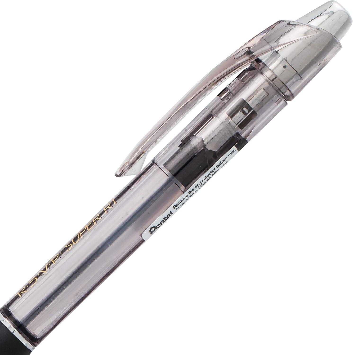 image:imagePentel RSVP Super RT Ballpoint Pen 07mm Fine Line Assorted Ink Pack of 4 BX477BP4M1Black