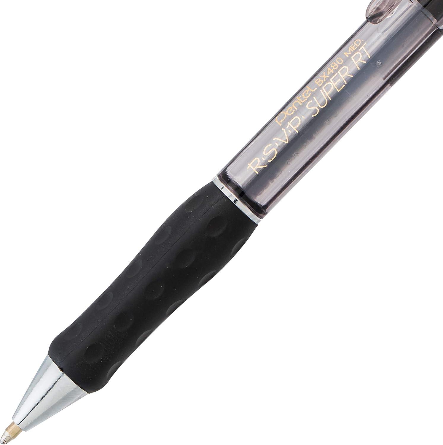 image:imagePentel RSVP Super RT Ballpoint Pen 07mm Fine Line Assorted Ink Pack of 4 BX477BP4M1Black