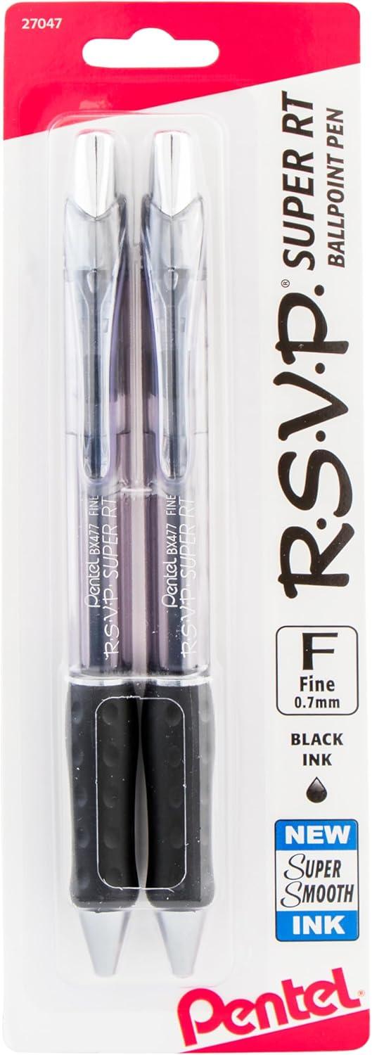 image:imagePentel RSVP Super RT Ballpoint Pen 07mm Fine Line Assorted Ink Pack of 4 BX477BP4M1Black