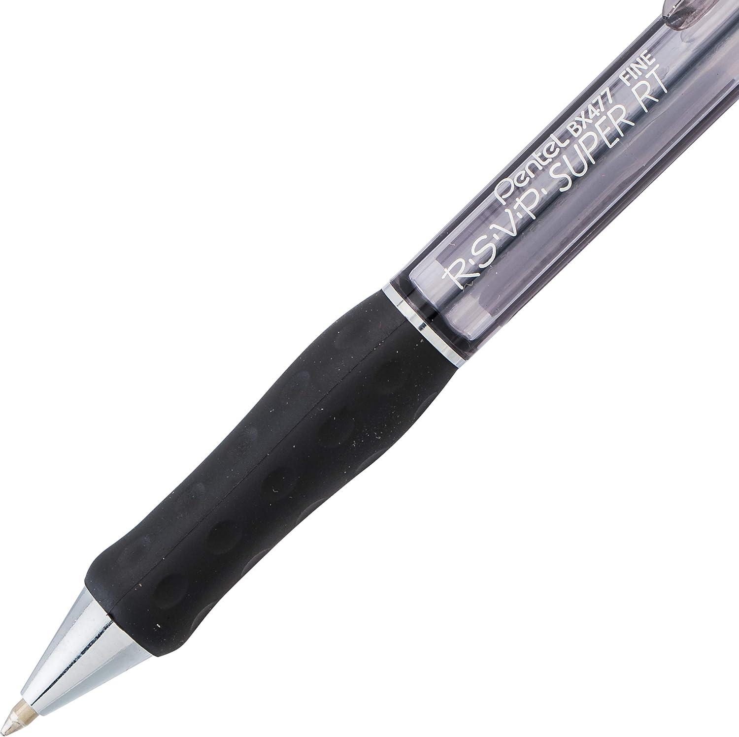 image:imagePentel RSVP Super RT Ballpoint Pen 07mm Fine Line Assorted Ink Pack of 4 BX477BP4M1Black