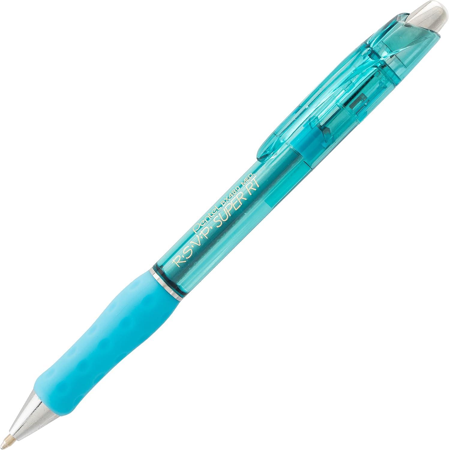 image:imagePentel RSVP Super RT Ballpoint Pen 07mm Fine Line Assorted Ink Pack of 4 BX477BP4M1Blue