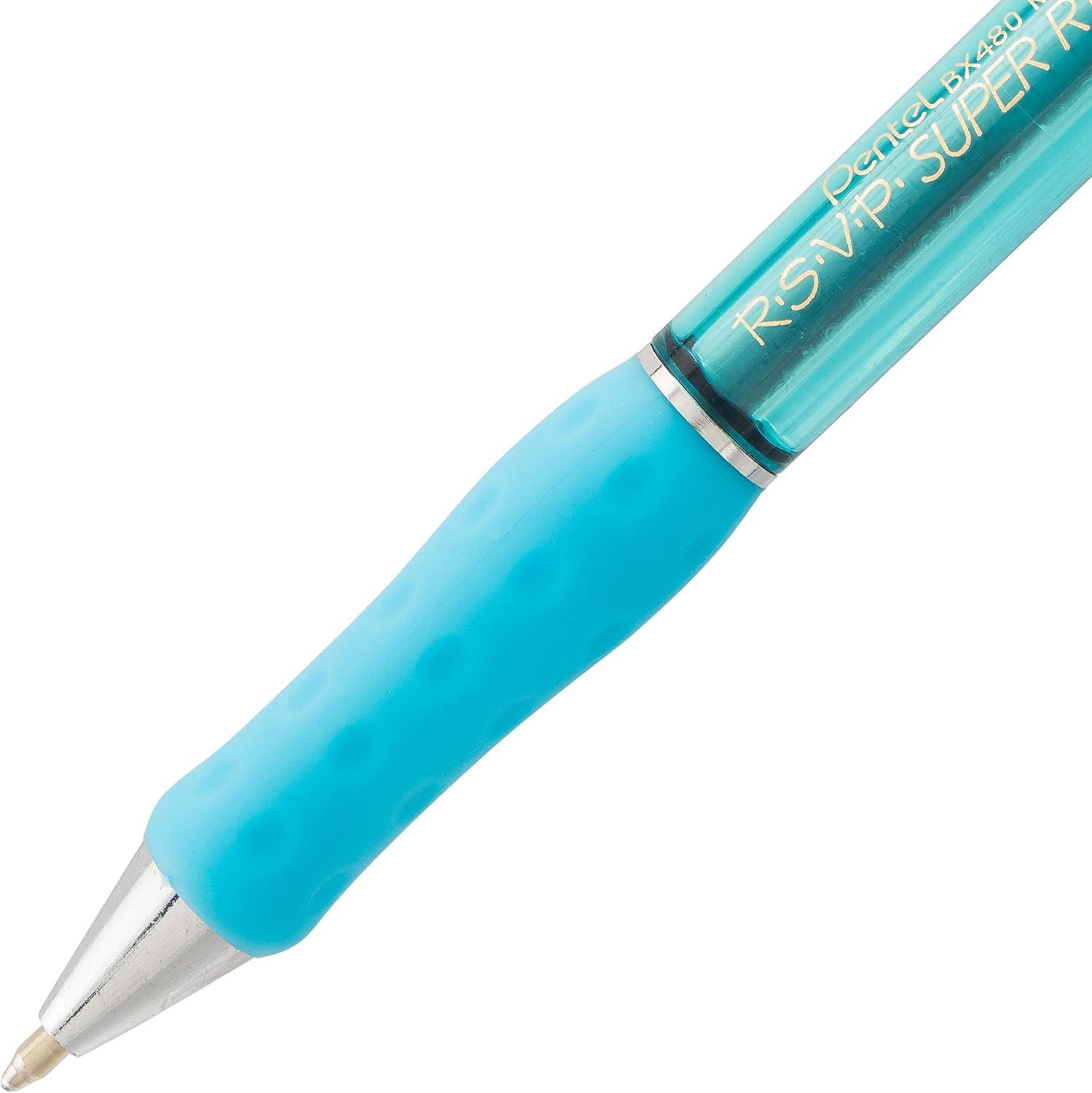image:imagePentel RSVP Super RT Ballpoint Pen 07mm Fine Line Assorted Ink Pack of 4 BX477BP4M1Blue