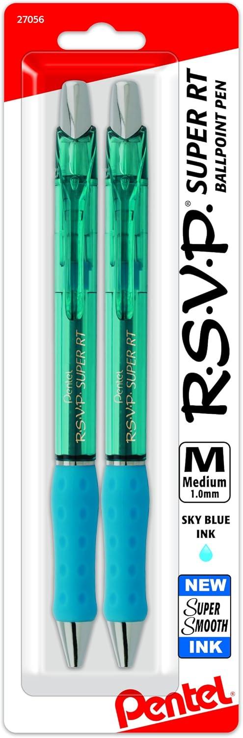 image:imagePentel RSVP Super RT Ballpoint Pen 07mm Fine Line Assorted Ink Pack of 4 BX477BP4M1Blue