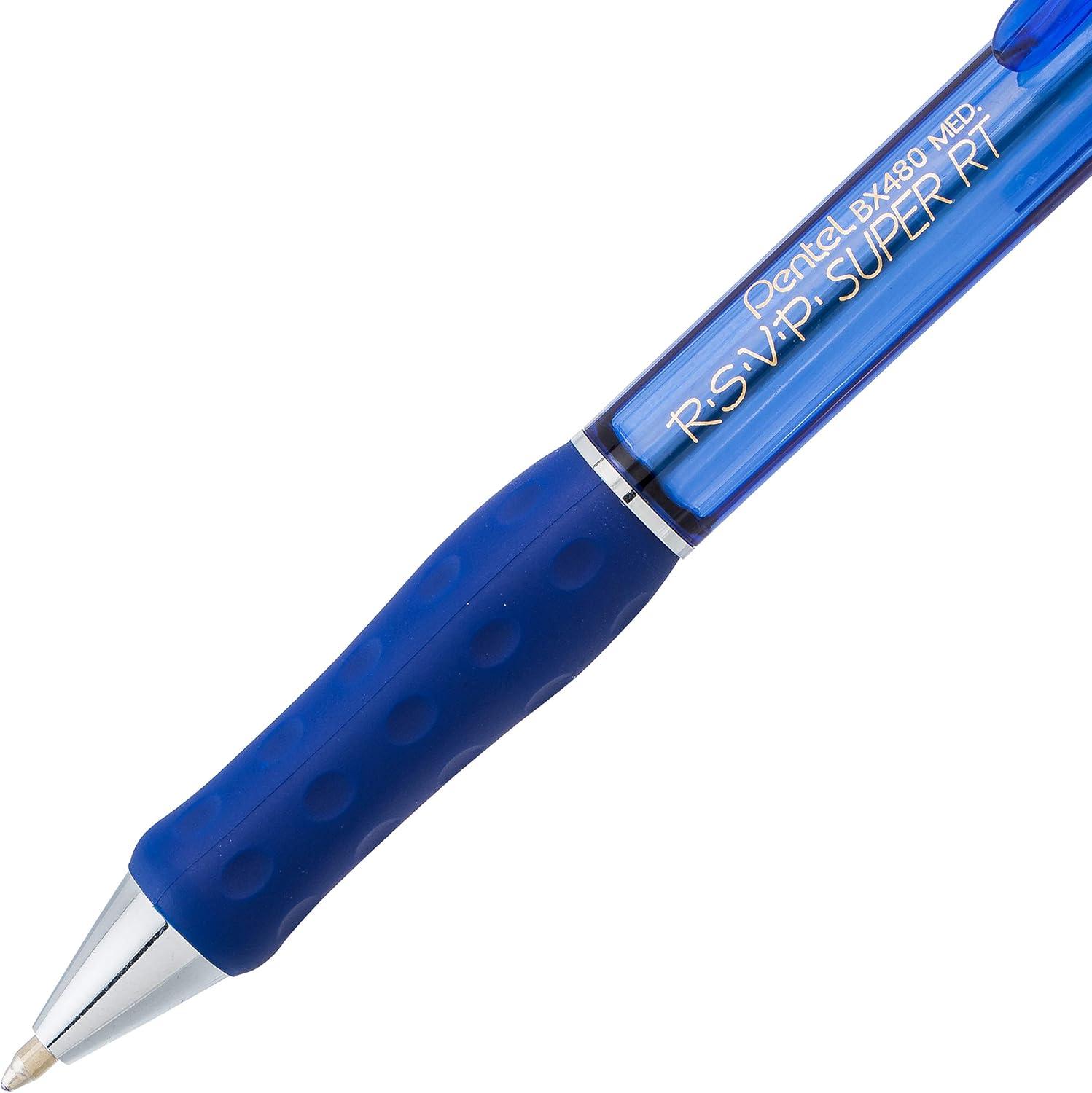image:imagePentel RSVP Super RT Ballpoint Pen 07mm Fine Line Assorted Ink Pack of 4 BX477BP4M1Blue