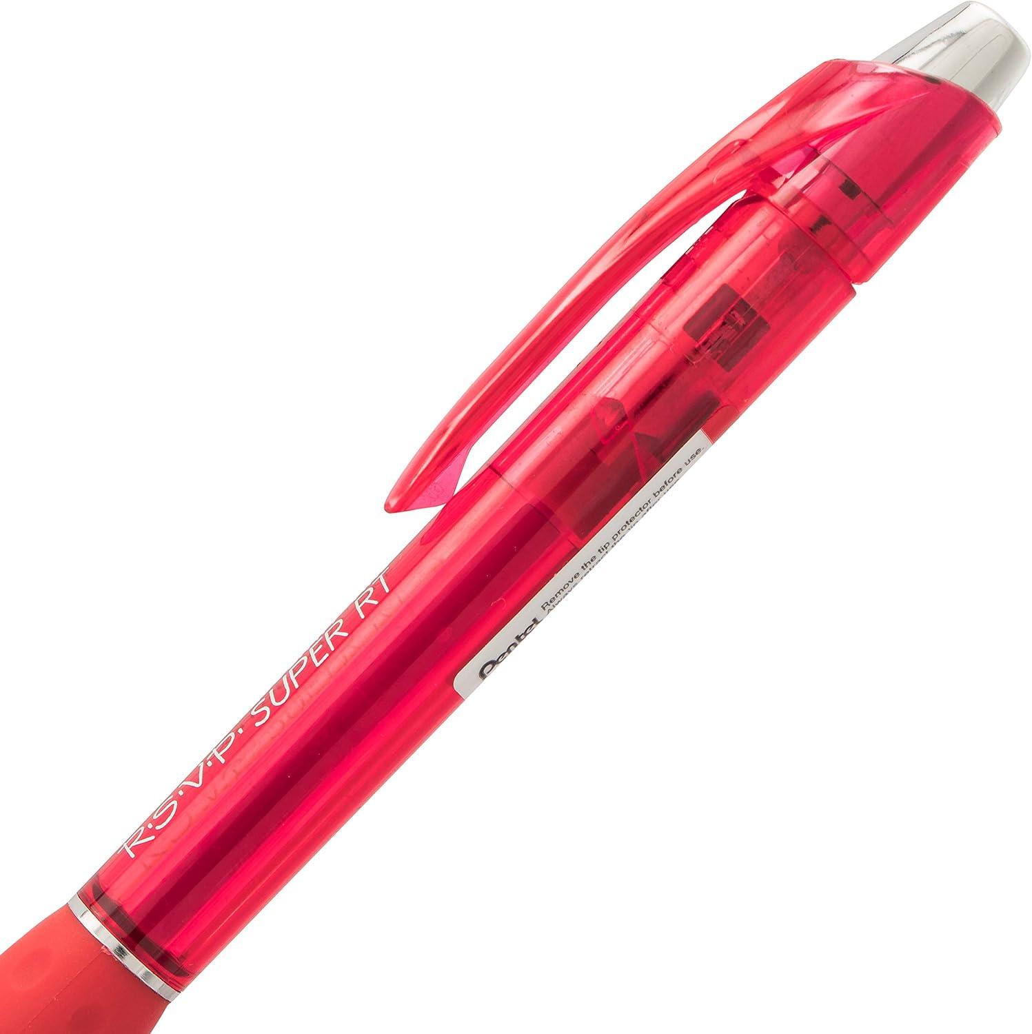 image:imagePentel RSVP Super RT Ballpoint Pen 07mm Fine Line Assorted Ink Pack of 4 BX477BP4M1Red