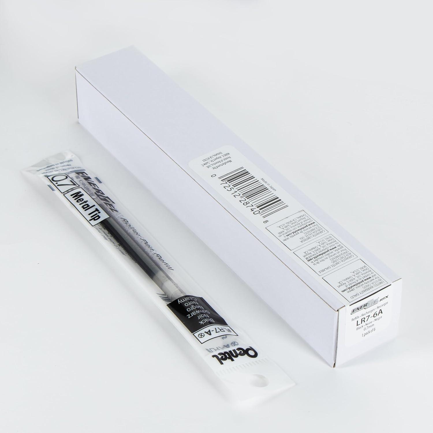 image:imagePentel Refill Ink For EnerGel Gel Pen 07mm Metal Tip Medium Black Ink Pack of 6 Refills LR76ABlack
