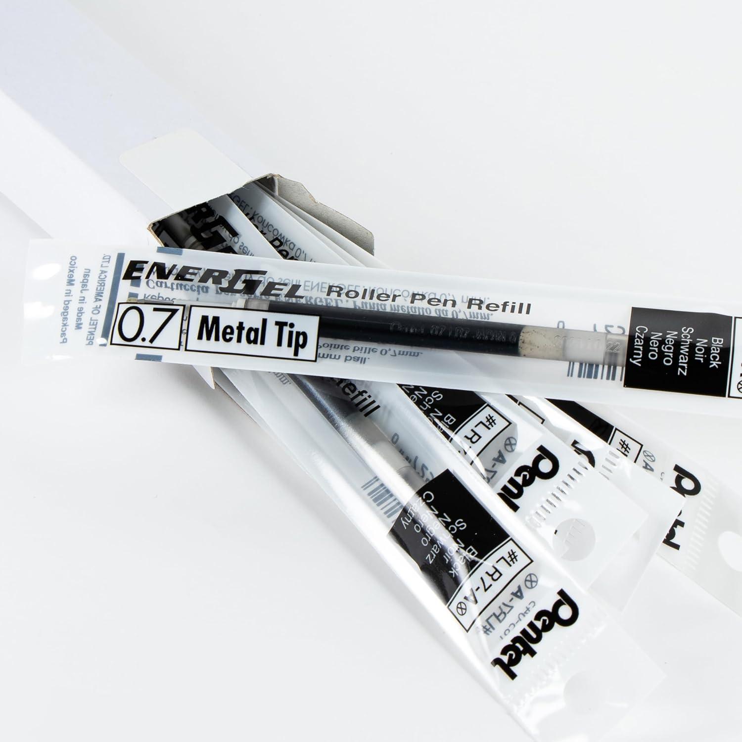 image:imagePentel Refill Ink For EnerGel Gel Pen 07mm Metal Tip Medium Black Ink Pack of 6 Refills LR76ABlack