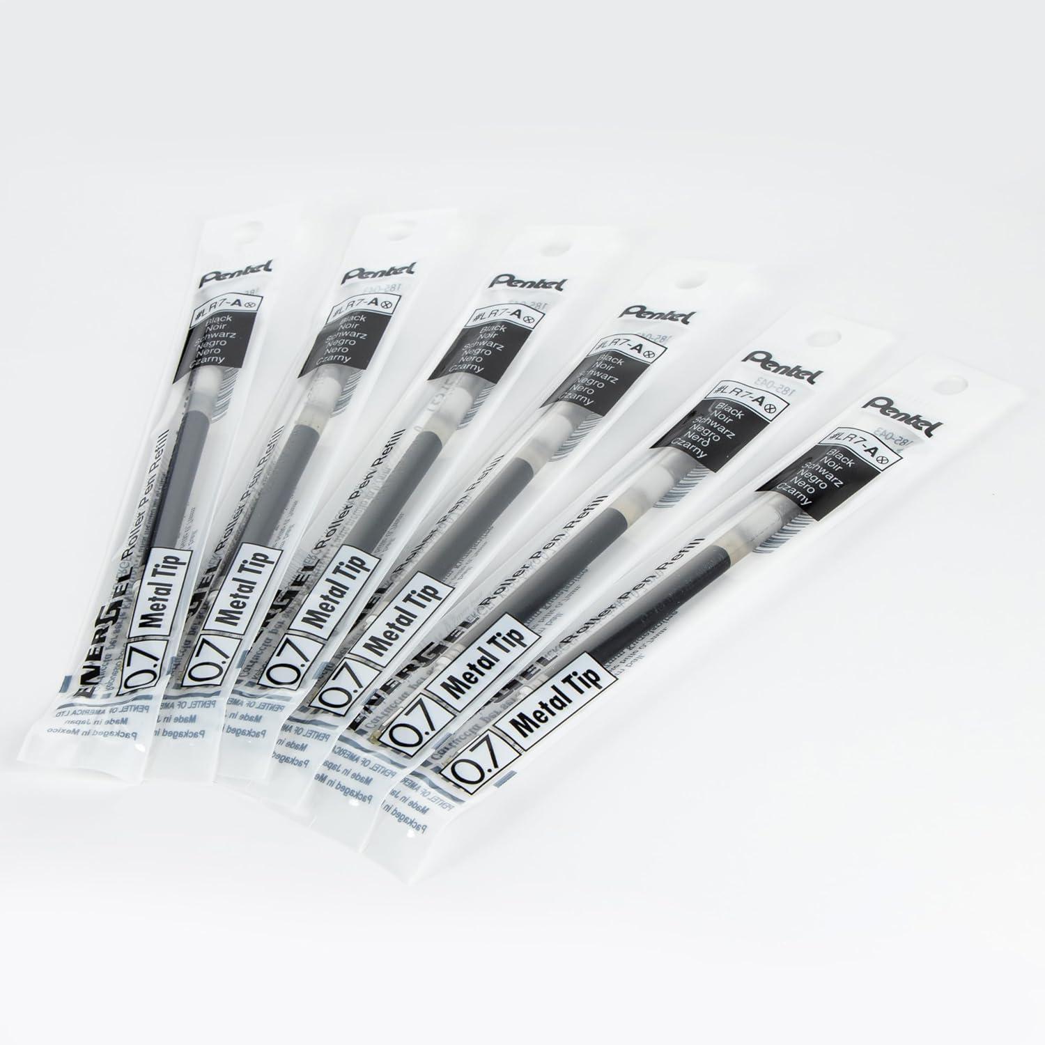 image:imagePentel Refill Ink For EnerGel Gel Pen 07mm Metal Tip Medium Black Ink Pack of 6 Refills LR76ABlack