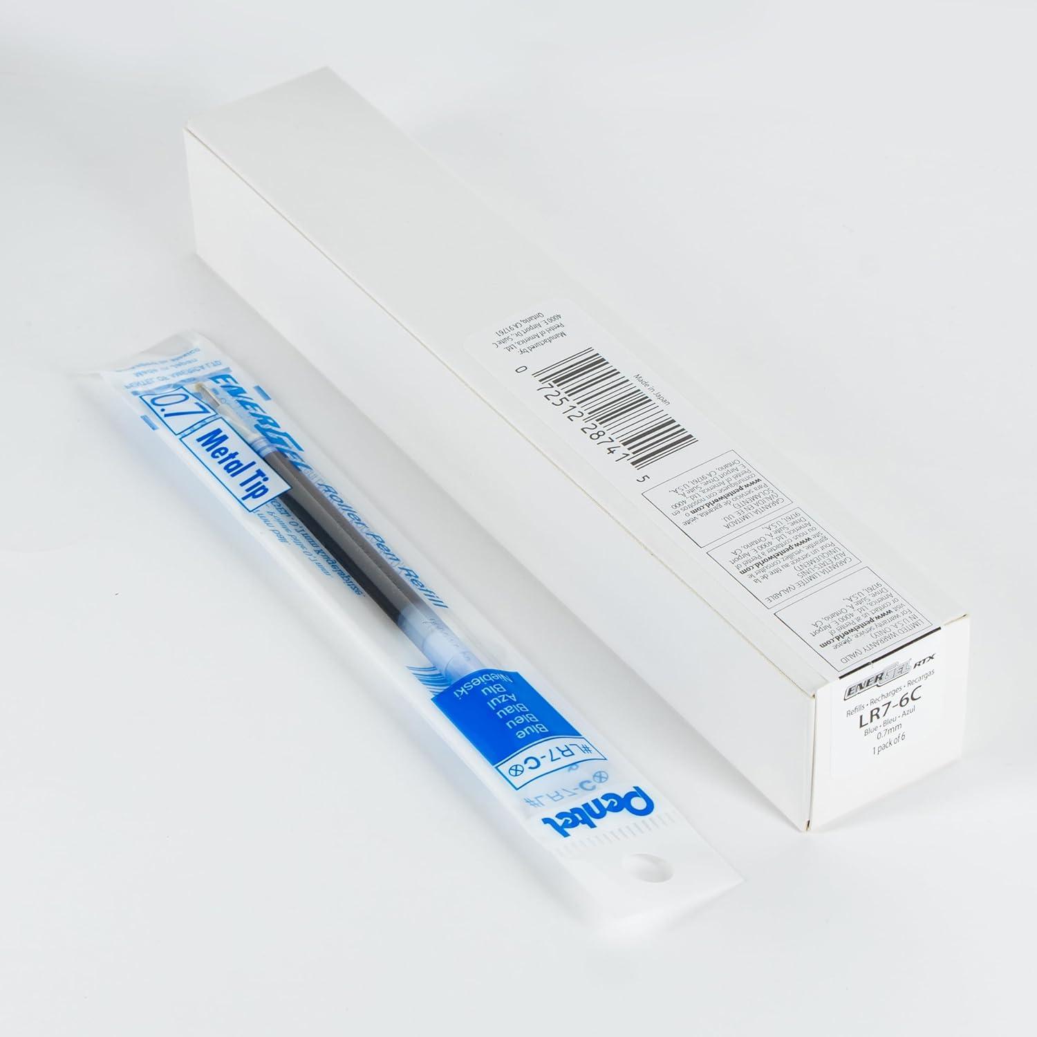 image:imagePentel Refill Ink For EnerGel Gel Pen 07mm Metal Tip Medium Black Ink Pack of 6 Refills LR76ABlue