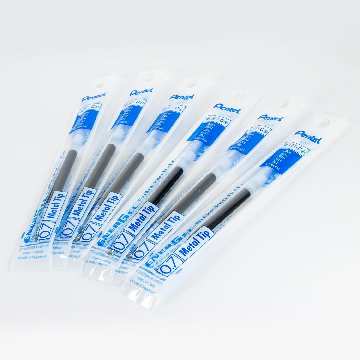 image:imagePentel Refill Ink For EnerGel Gel Pen 07mm Metal Tip Medium Black Ink Pack of 6 Refills LR76ABlue