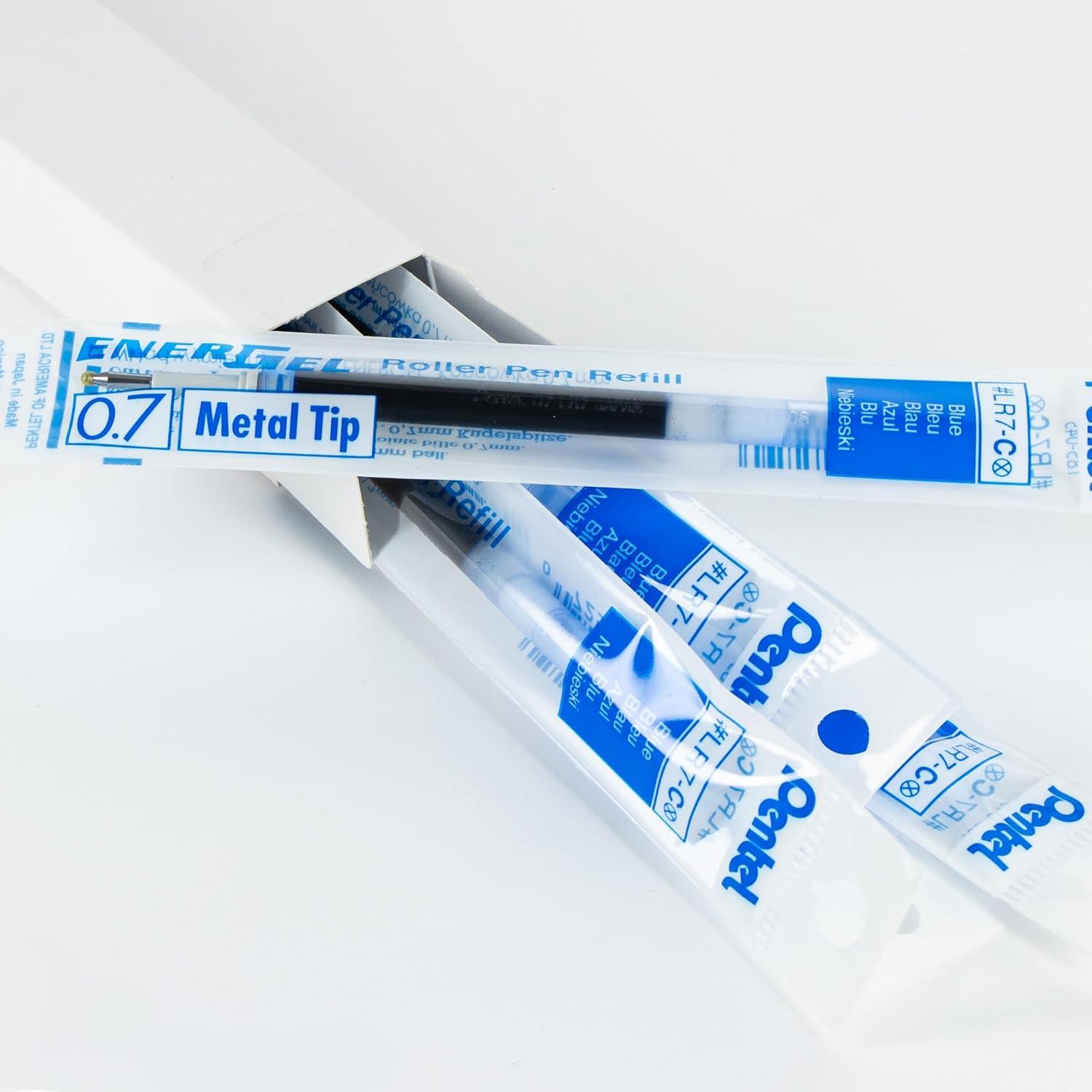image:imagePentel Refill Ink For EnerGel Gel Pen 07mm Metal Tip Medium Black Ink Pack of 6 Refills LR76ABlue