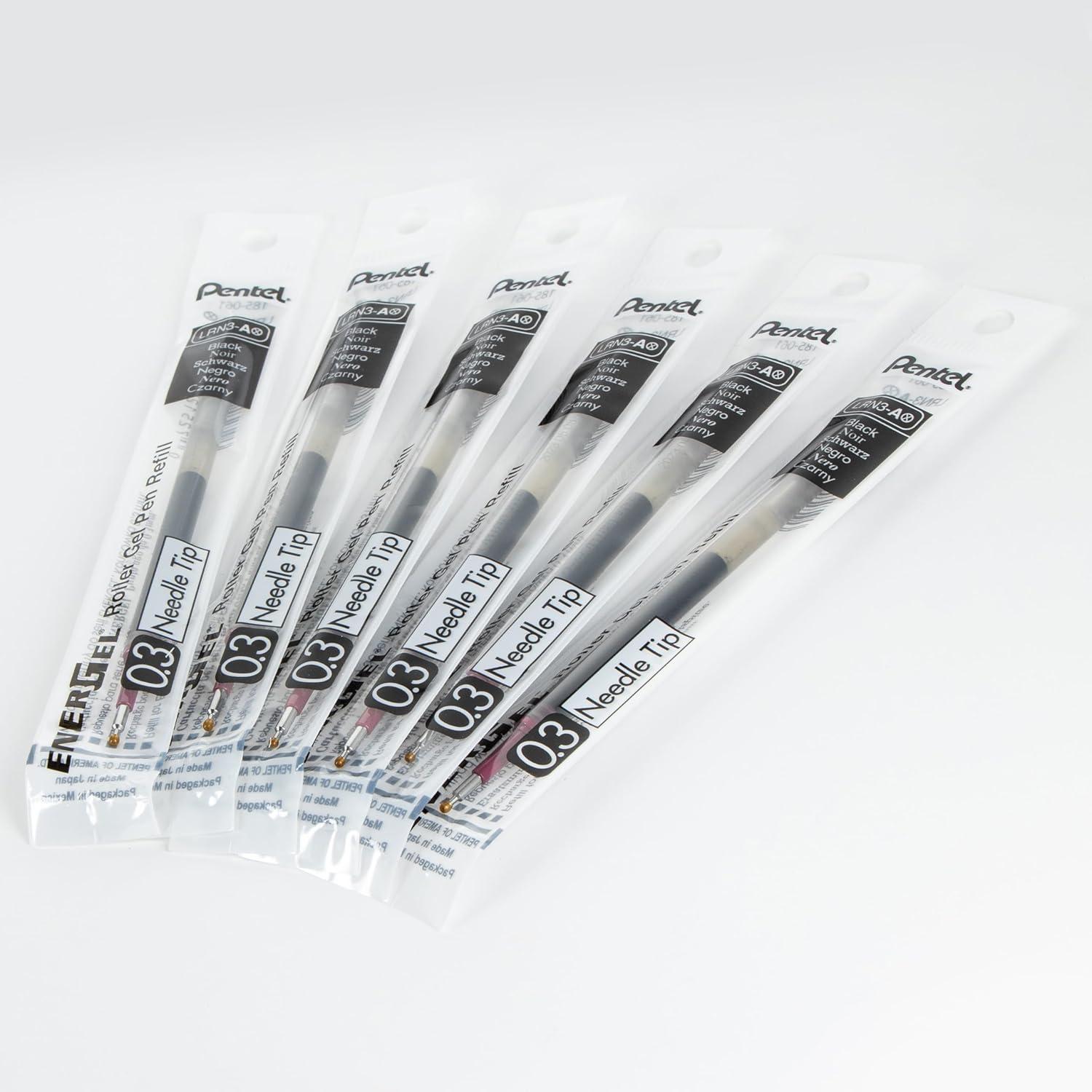 image:imagePentel Refill Ink for EnerGel Gel Pen 03mm Needle Tip Extra Fine Blue Ink Pack of 6 Refills LRN36CBlack