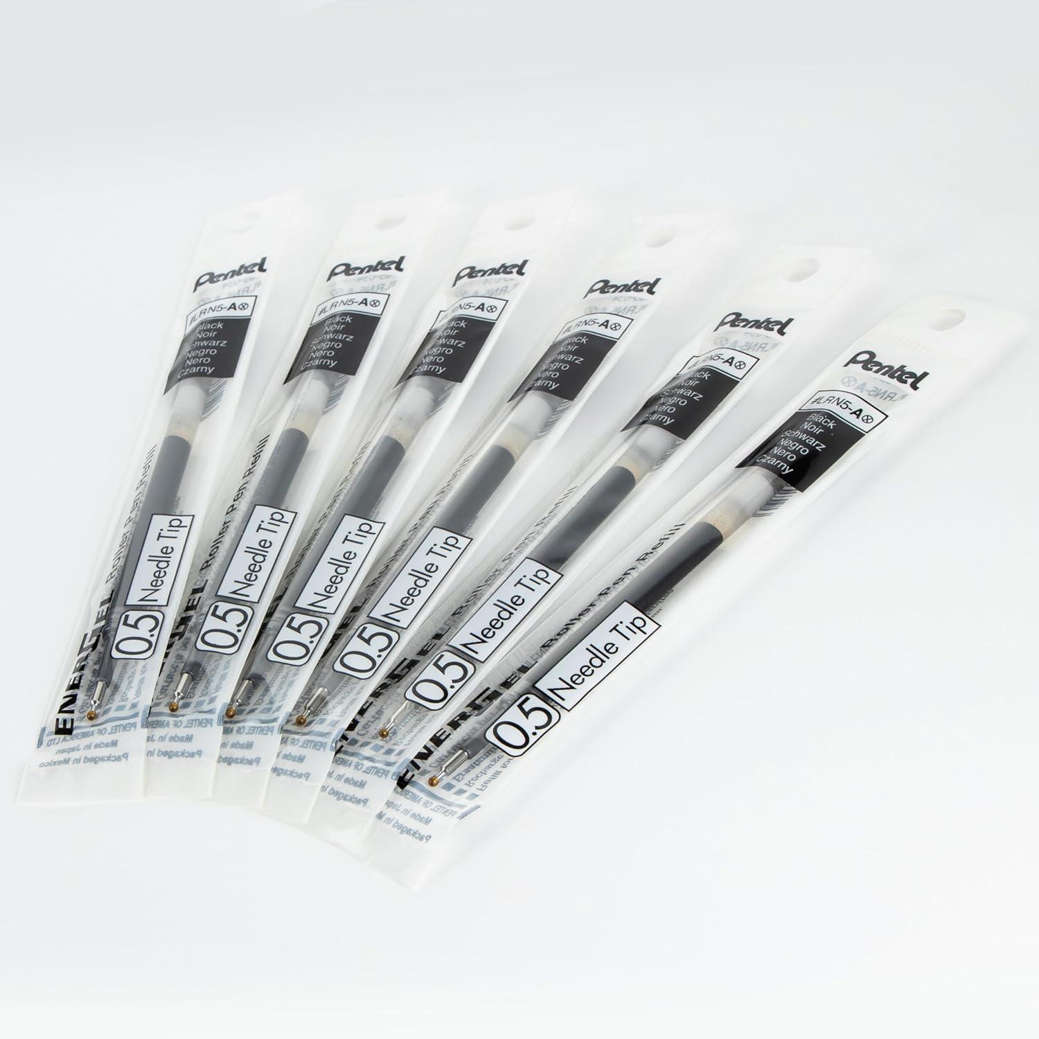 image:imagePentel Refill Ink for EnerGel Gel Pen 05mm Needle Tip Fine Black Ink Pack of 6 Refills LRN56ABlack