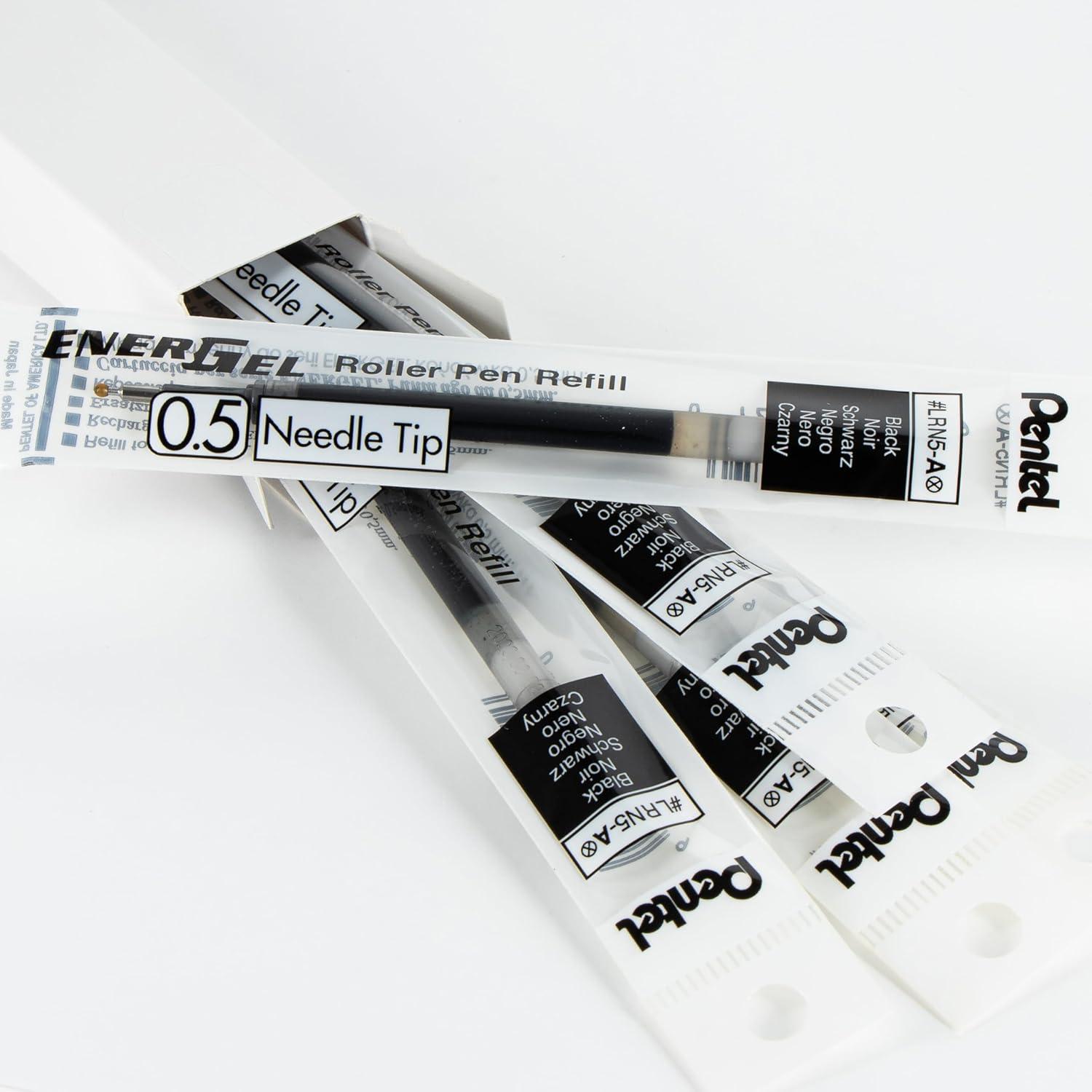 image:imagePentel Refill Ink for EnerGel Gel Pen 05mm Needle Tip Fine Black Ink Pack of 6 Refills LRN56ABlack
