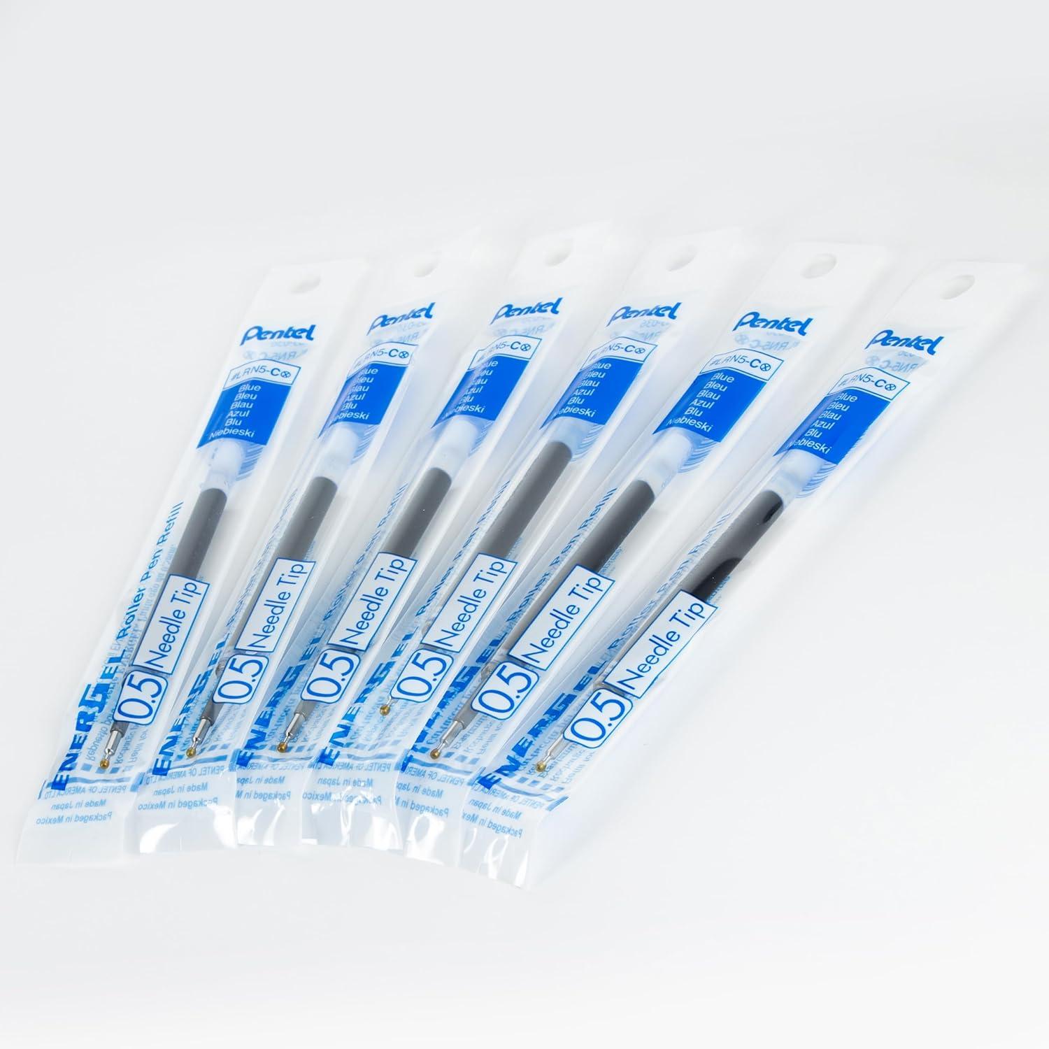 image:imagePentel Refill Ink for EnerGel Gel Pen 05mm Needle Tip Fine Black Ink Pack of 6 Refills LRN56ABlue