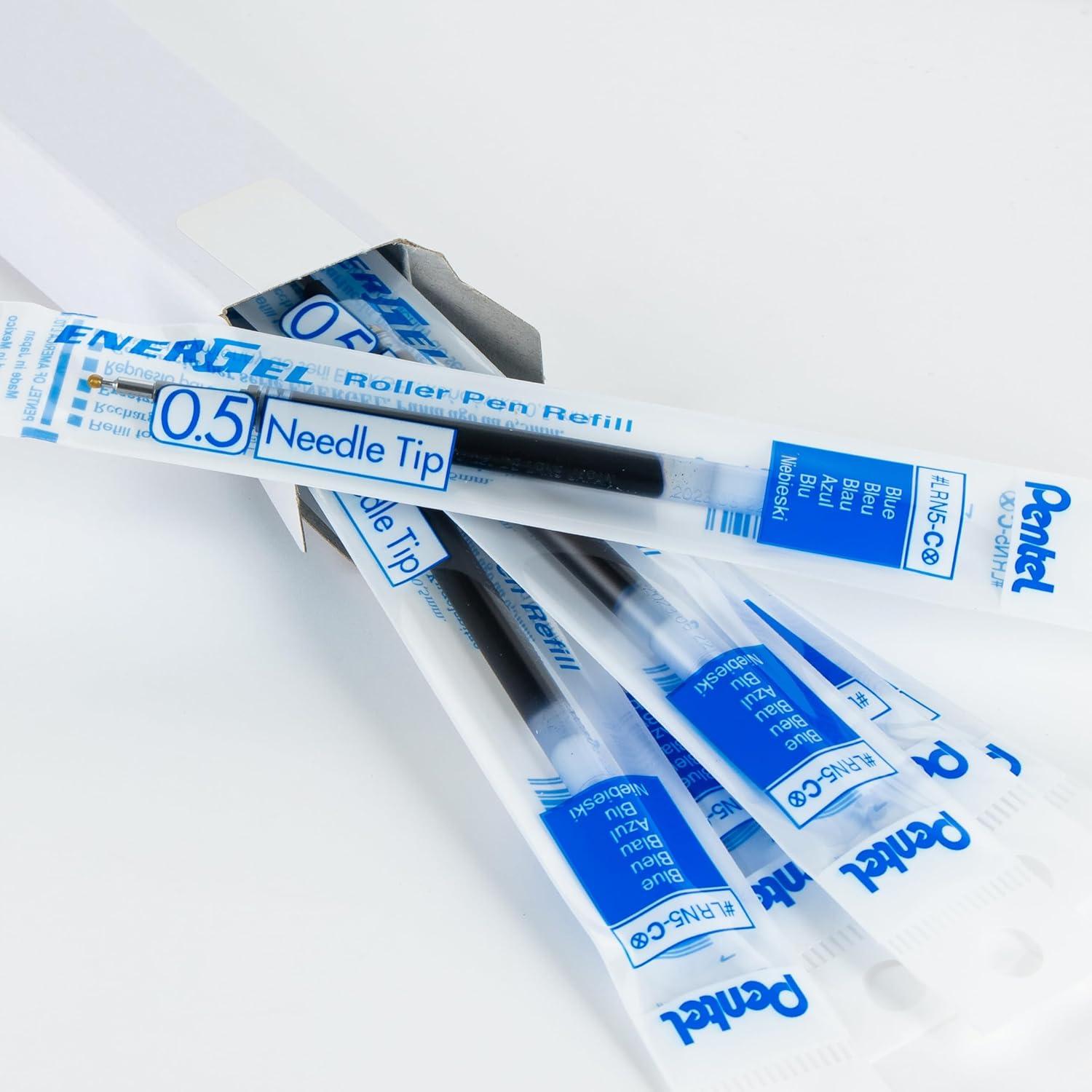 image:imagePentel Refill Ink for EnerGel Gel Pen 05mm Needle Tip Fine Black Ink Pack of 6 Refills LRN56ABlue
