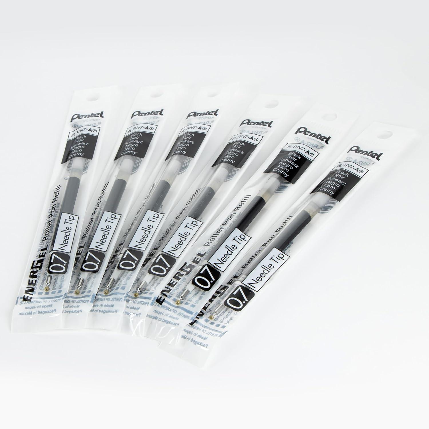 image:imagePentel Refill Ink for EnerGel Gel Pen 07mm Needle Tip Fine Black Ink Pack of 6 Refills LRN76ABlack