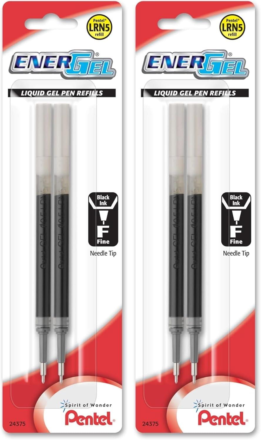 image:imagePentel Refill Ink For ENERGEL amp Lancelot Gel Pen 07mm Metal Tip Medium Red Ink Pack of 2 LR7BP2BBlack