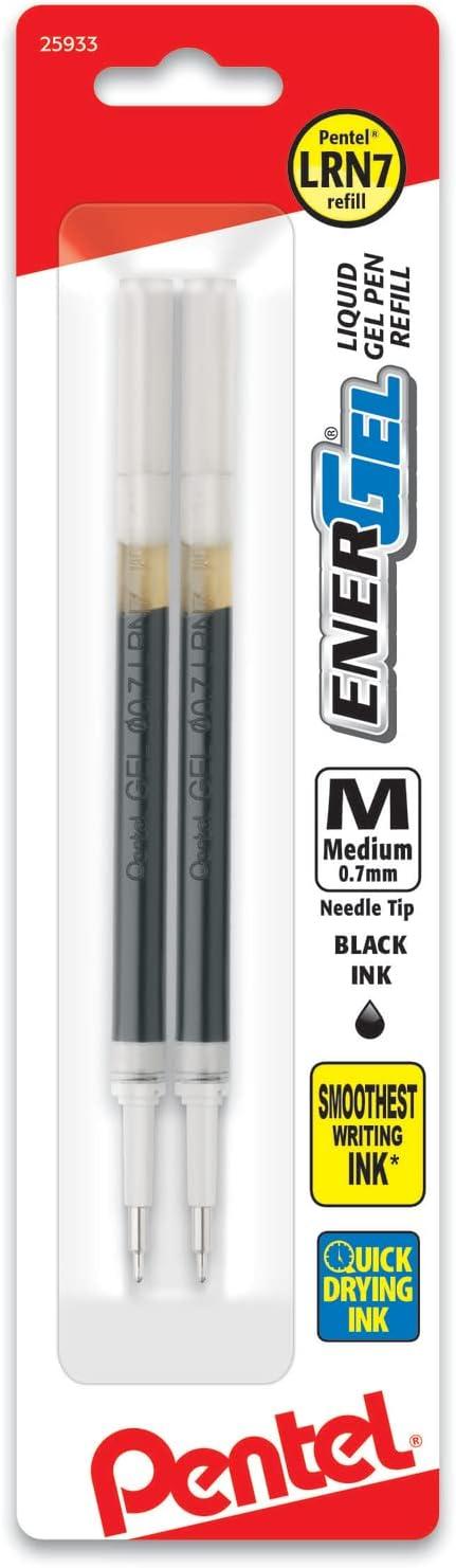image:imagePentel Refill Ink For ENERGEL amp Lancelot Gel Pen 07mm Metal Tip Medium Red Ink Pack of 2 LR7BP2BBlack