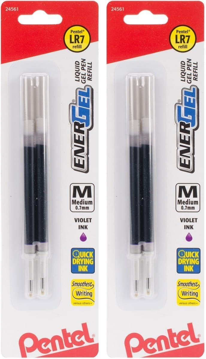 image:imagePentel Refill Ink For ENERGEL amp Lancelot Gel Pen 07mm Metal Tip Medium Violet Ink Pack of 2 LR7BP2VViolet