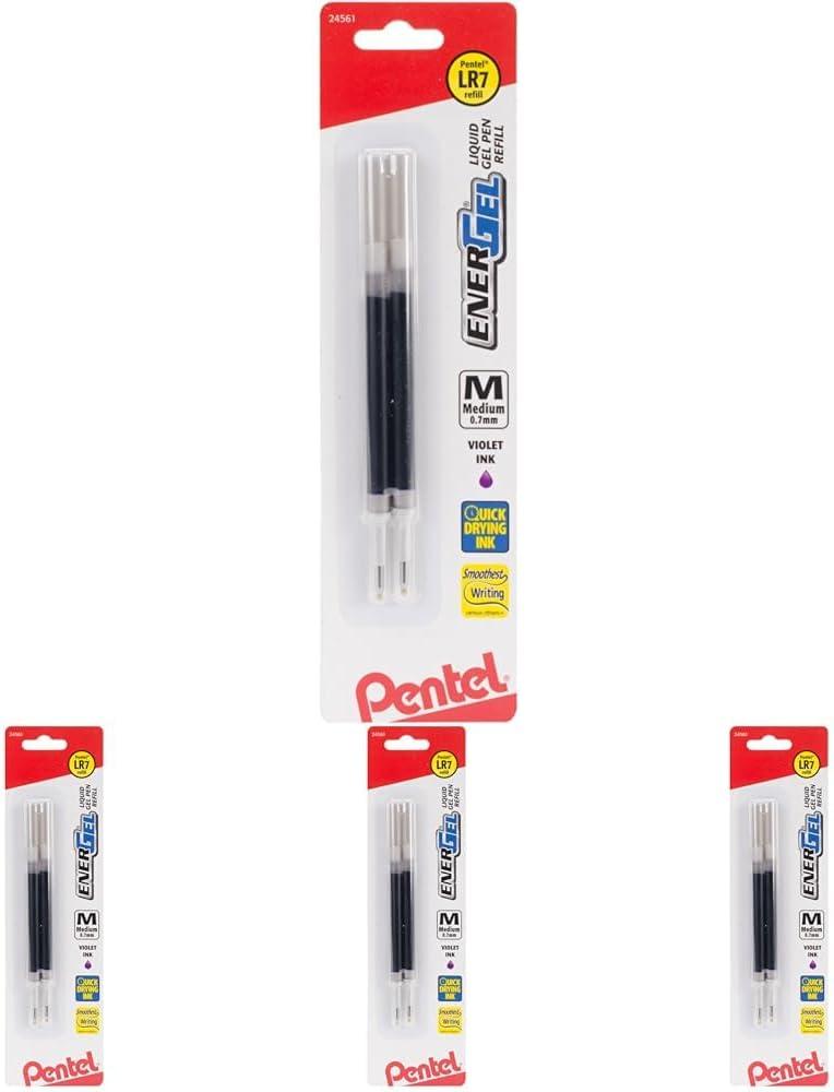 image:imagePentel Refill Ink For ENERGEL amp Lancelot Gel Pen 07mm Metal Tip Medium Violet Ink Pack of 2 LR7BP2VViolet
