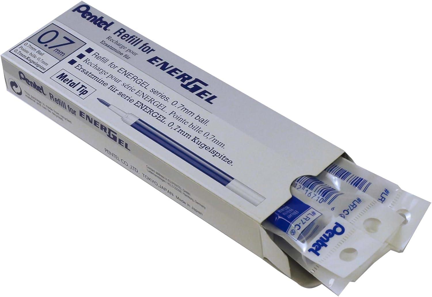 image:imagePentel Refill Ink for BL57BL77 EnerGel Liquid Gel Pen 07mm Metal Tip Blue Ink Box of 12 LR7C12