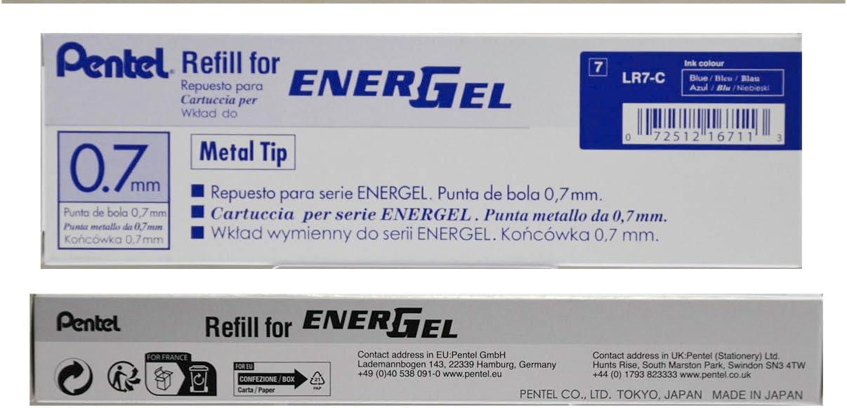 image:imagePentel Refill Ink for BL57BL77 EnerGel Liquid Gel Pen 07mm Metal Tip Blue Ink Box of 12 LR7C12