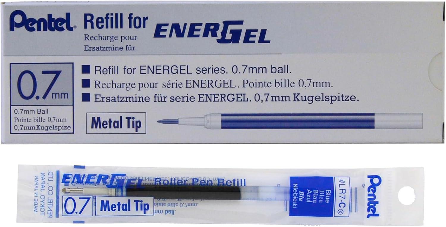 image:imagePentel Refill Ink for BL57BL77 EnerGel Liquid Gel Pen 07mm Metal Tip Blue Ink Box of 12 LR7C12