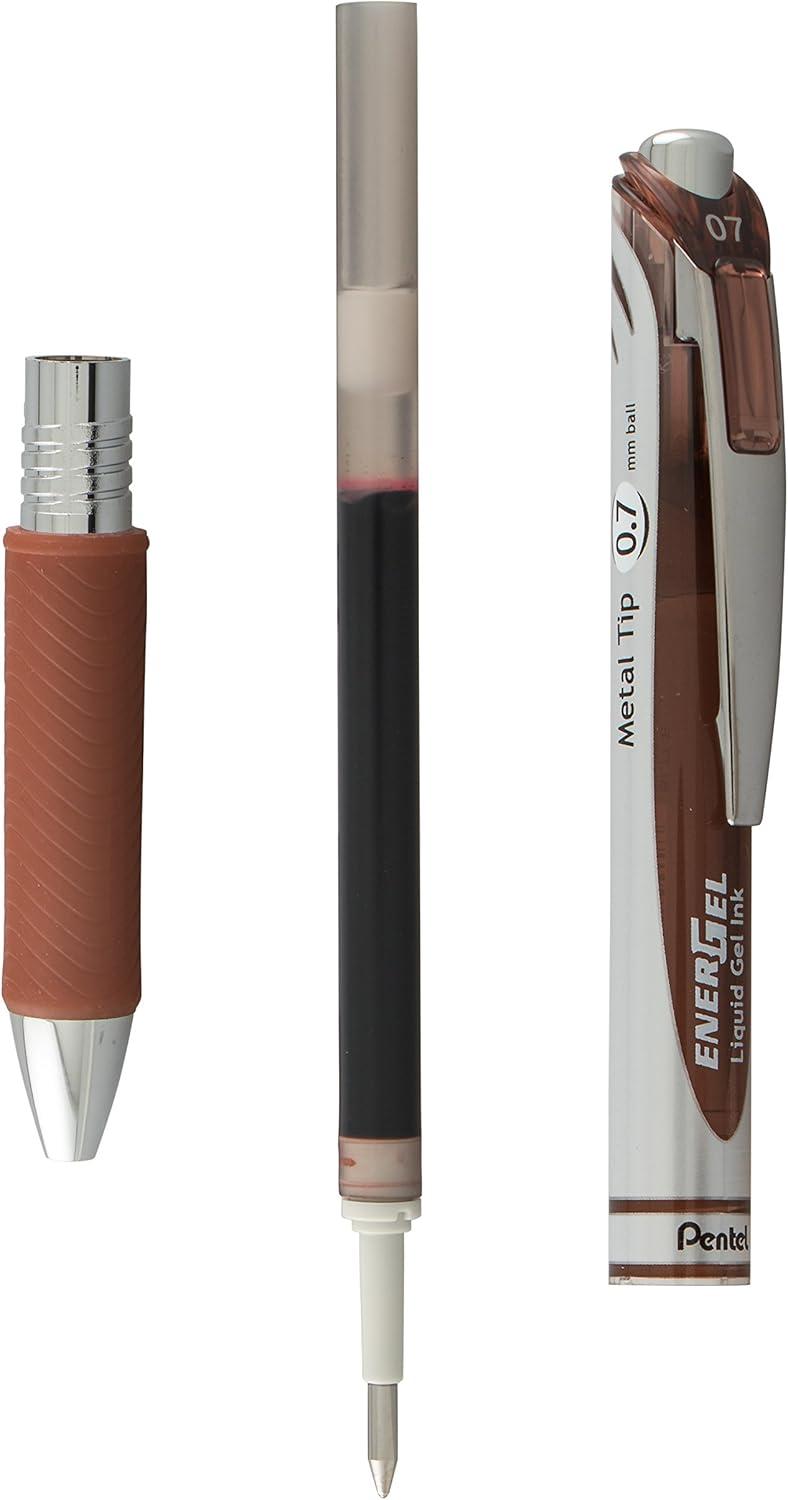 image:imagePentel Refill Ink for BL57BL77 EnerGel Liquid Gel Pen 07mm Metal Tip Green Ink Box of 12 LR7D12Brown