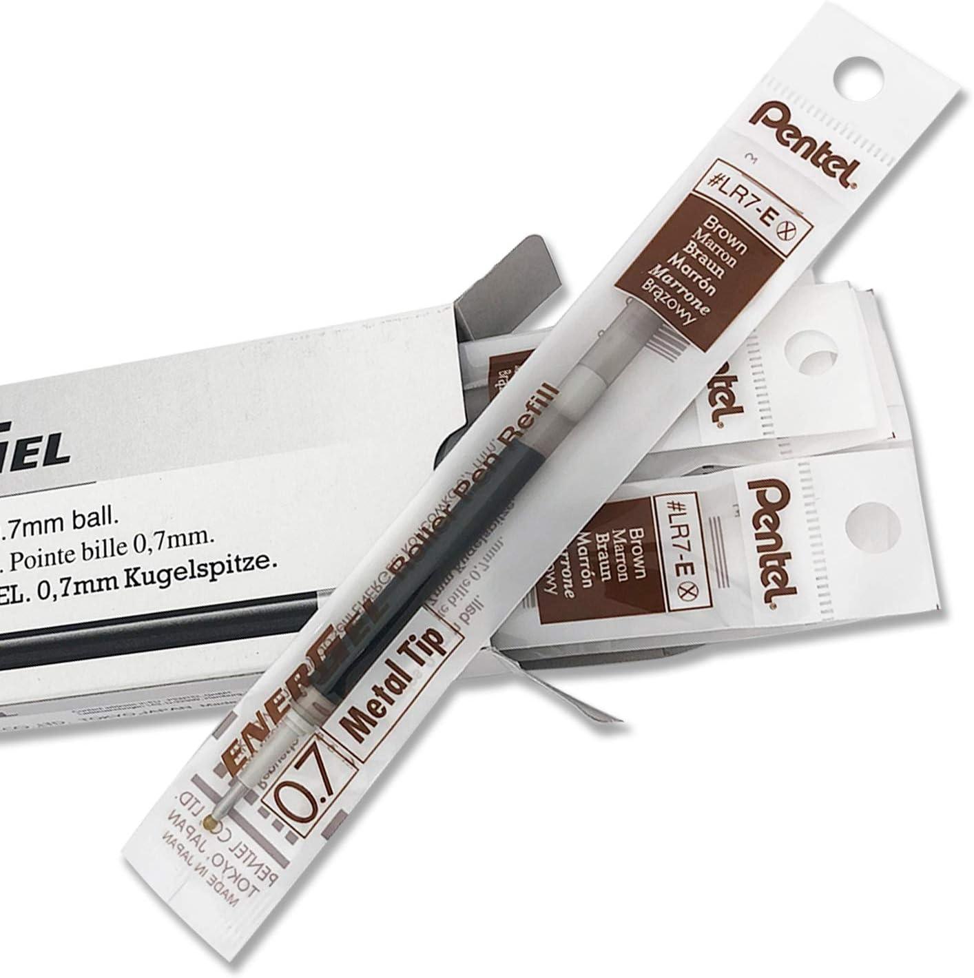 image:imagePentel Refill Ink for BL57BL77 EnerGel Liquid Gel Pen 07mm Metal Tip Green Ink Box of 12 LR7D12Brown