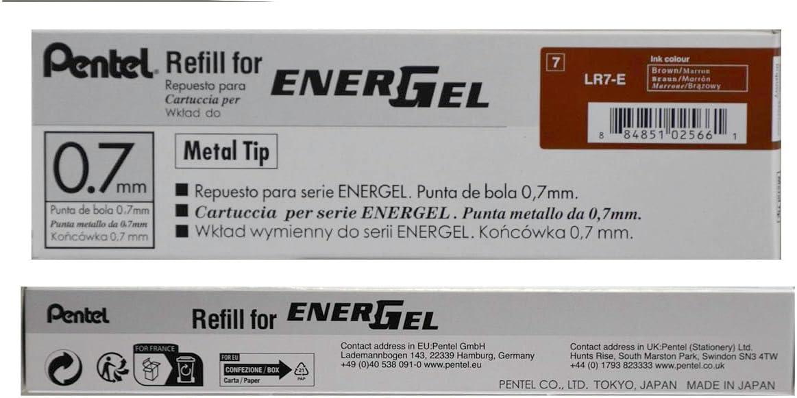 image:imagePentel Refill Ink for BL57BL77 EnerGel Liquid Gel Pen 07mm Metal Tip Green Ink Box of 12 LR7D12Brown