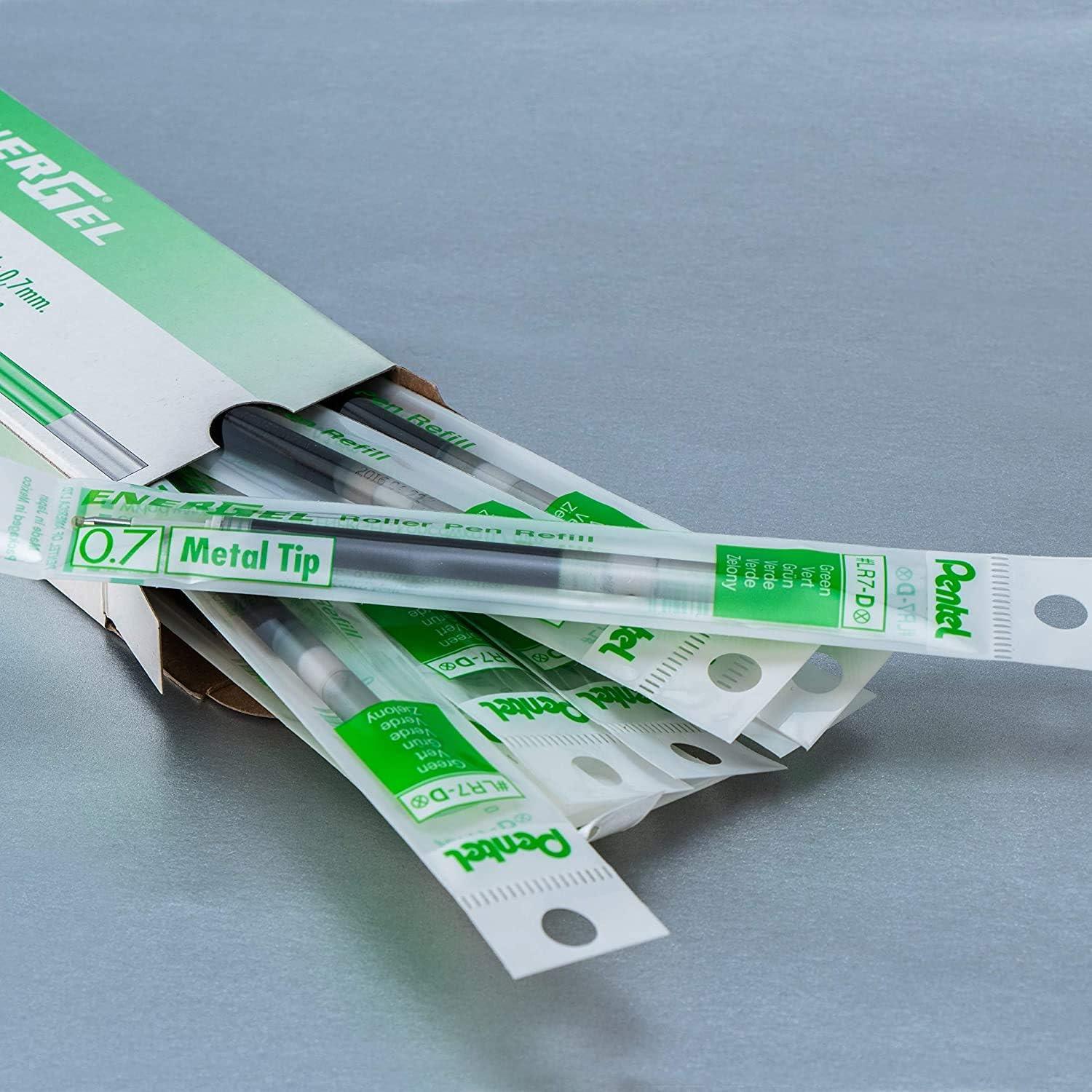 image:imagePentel Refill Ink for BL57BL77 EnerGel Liquid Gel Pen 07mm Metal Tip Green Ink Box of 12 LR7D12Green